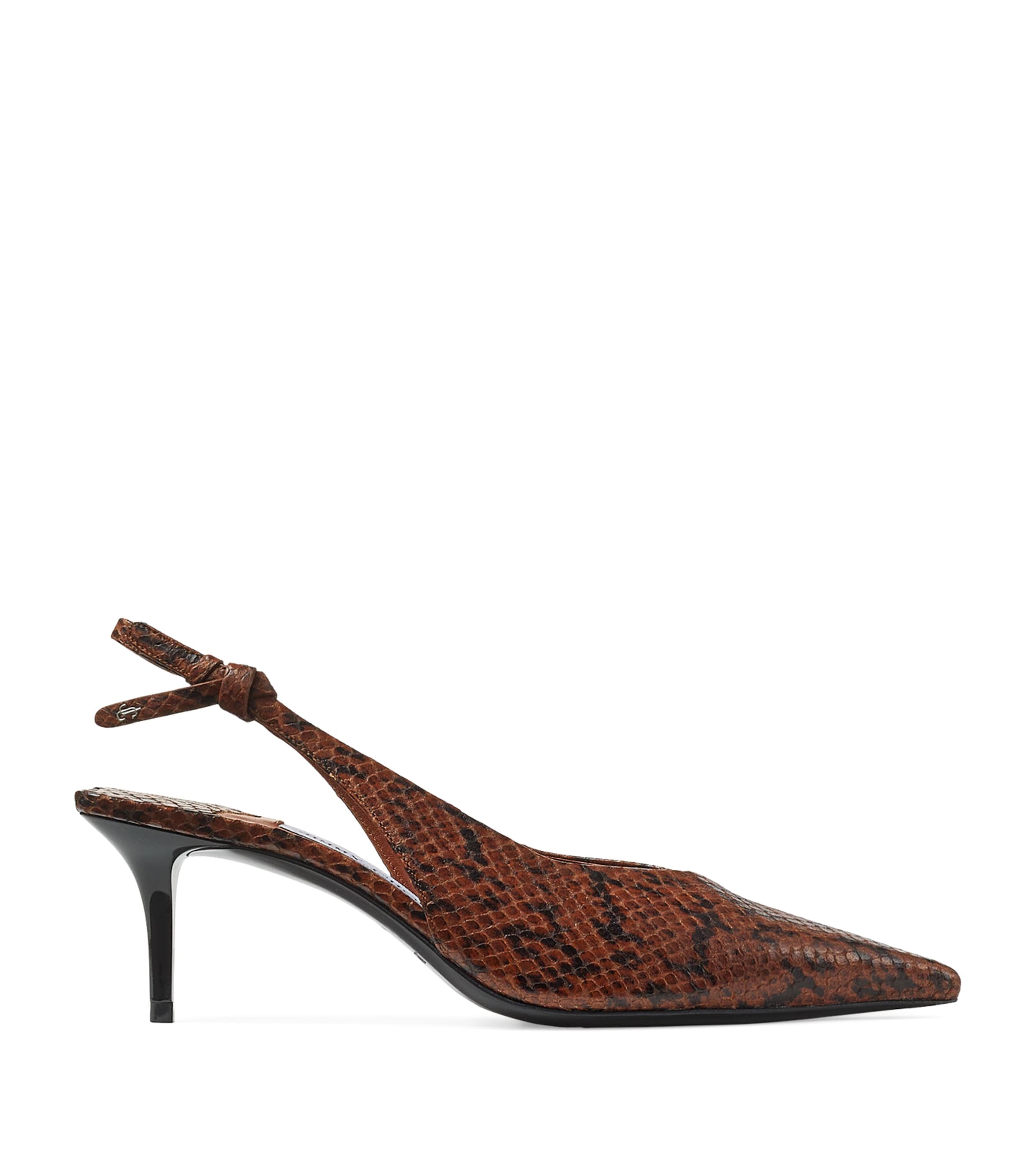 Jimmy Choo Camie 60 Leather Kigali Snake Print Slingback Pumps In Brown