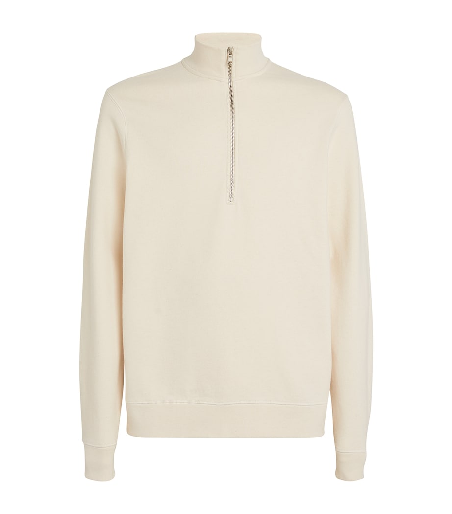 Sunspel Mens Cotton-Blend Half-Zip Sweatshirt Nuab/undyed Image 1