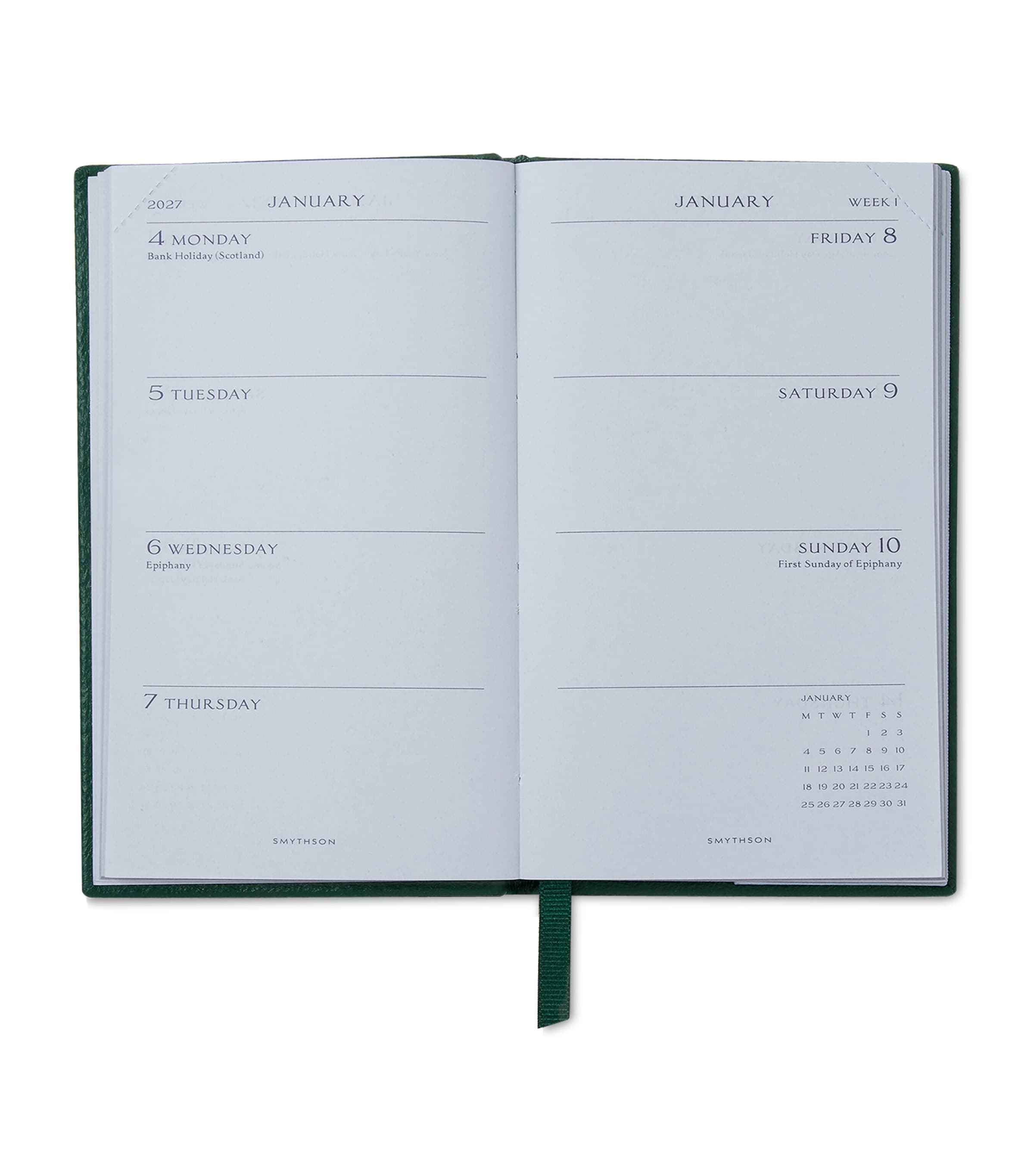 Smythson Leather Panama Weekly Diary 2027 Forest Green Image 2