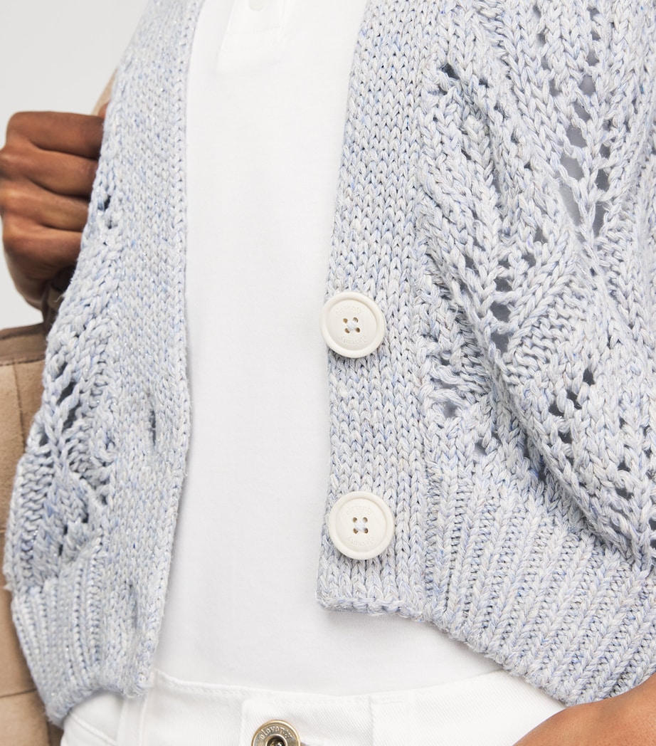 Eleventy Womens Openwork Knit Cardigan Nuvola Image 3