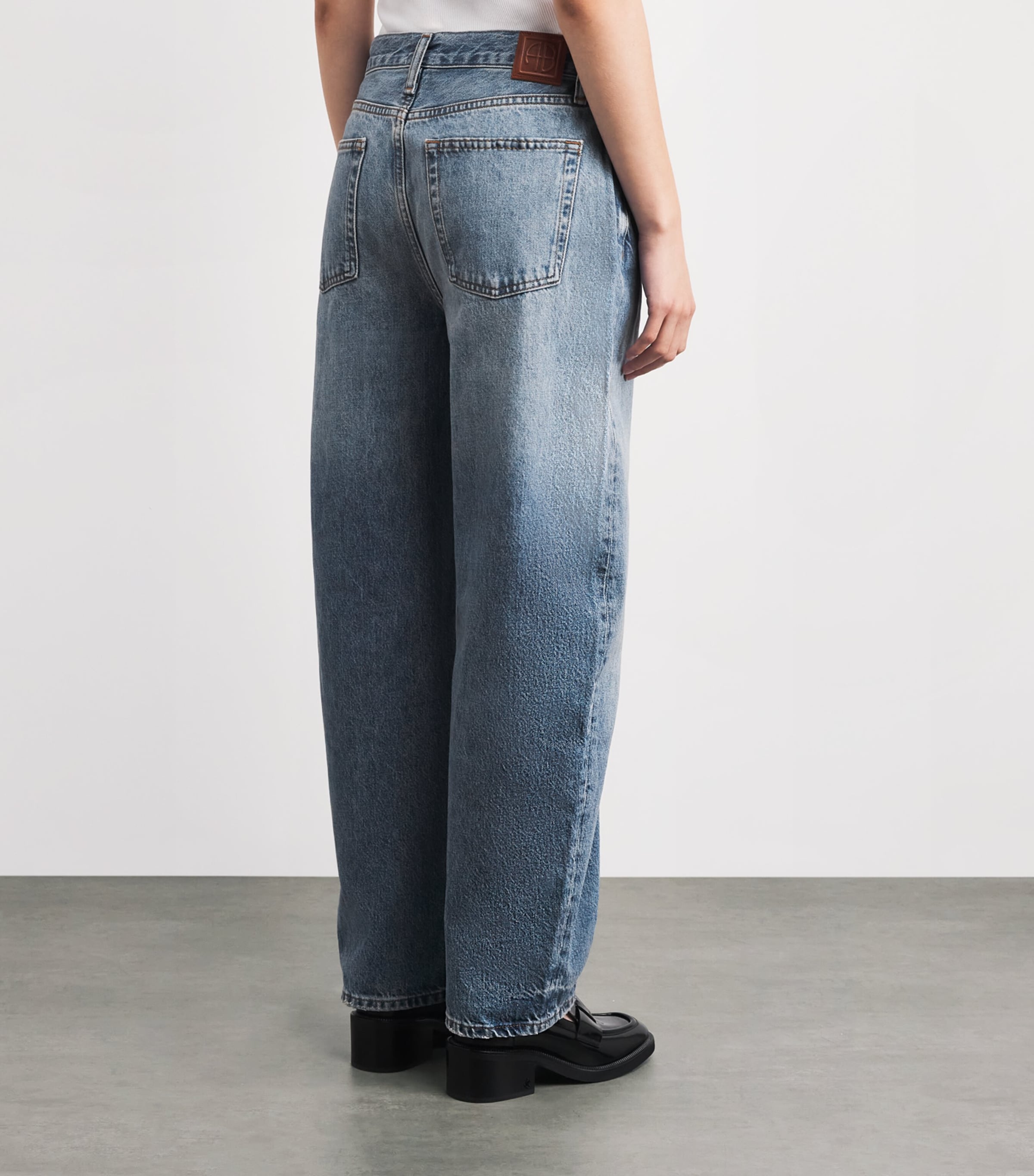 ANINE BING Womens Barrel-Leg Fritz Jeans Baltic Blue Image 5