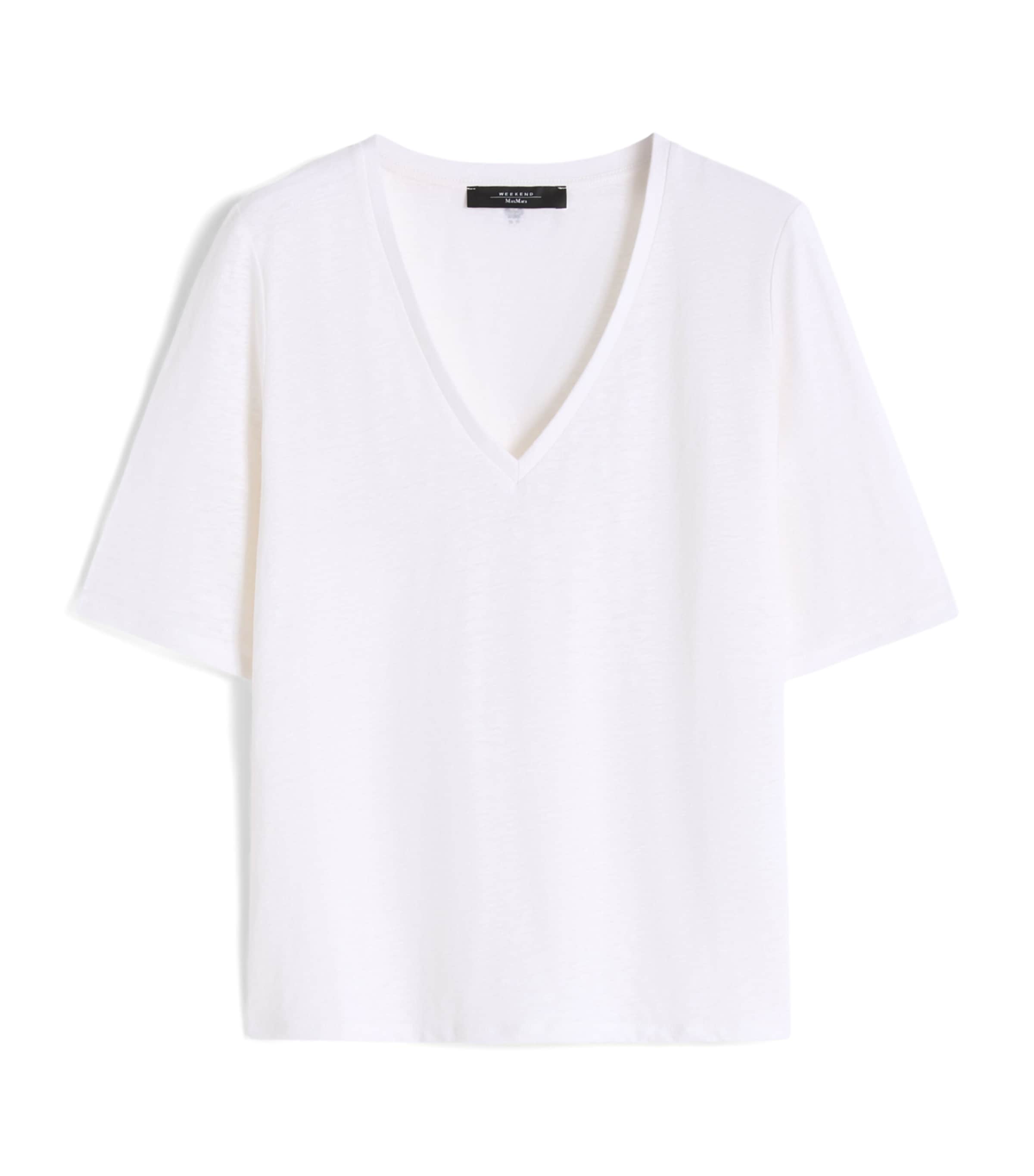 Weekend Max Mara Womens Linen-Blend T-Shirt White Image 1