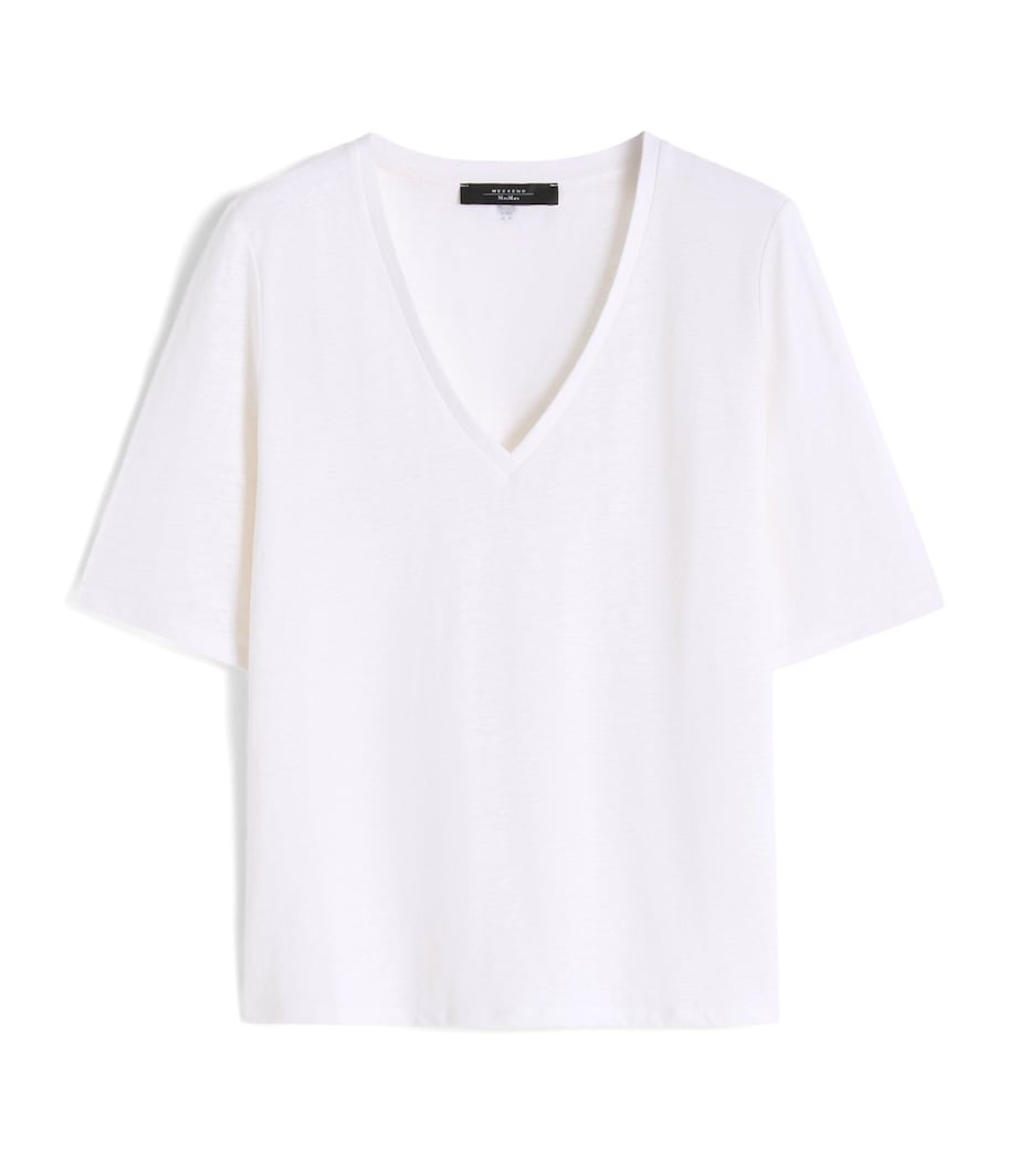 Weekend Max Mara Womens Linen-Blend T-Shirt White Image 1