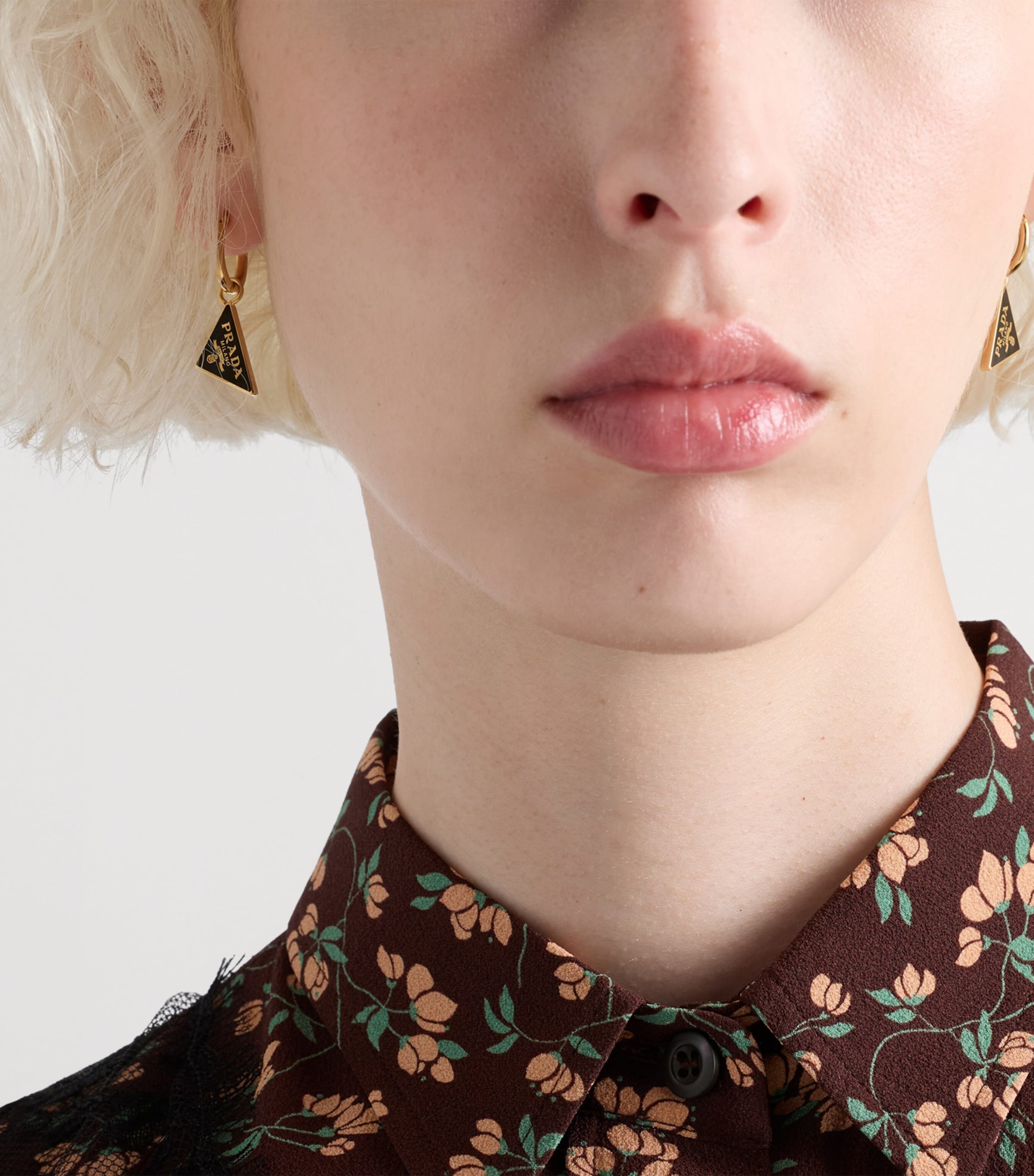 Enamel Triangle Logo Hoop Earrings F019F Image 2