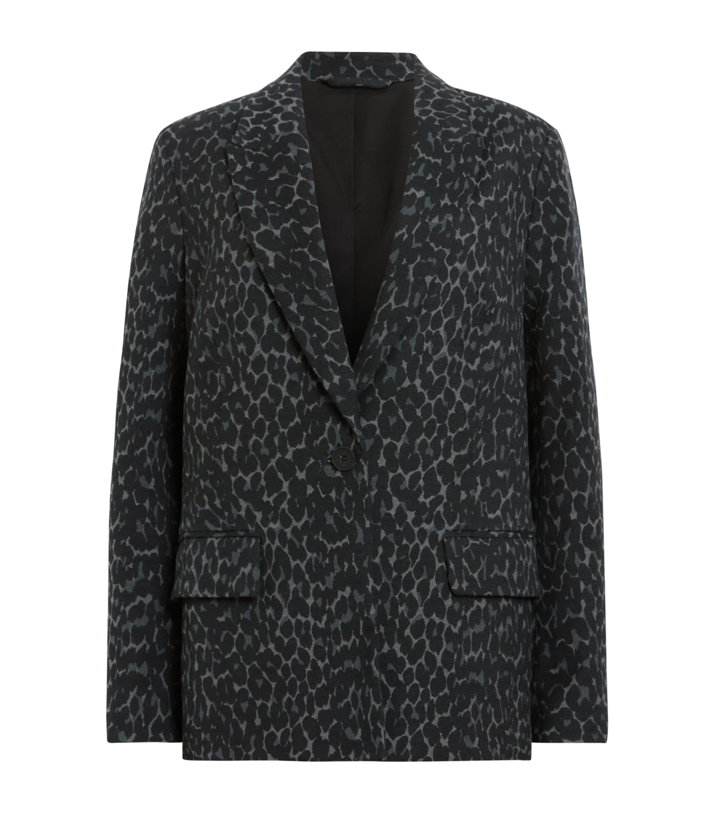 Allsaints Leopard Print Aurora Blazer In Grey