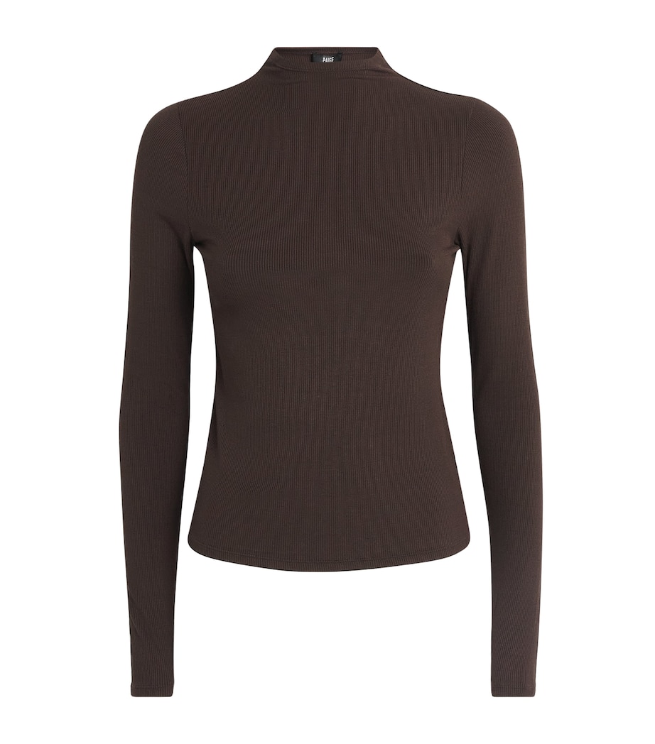 High-Neck Henrietta Top DARK CHOCOLATE Image 1