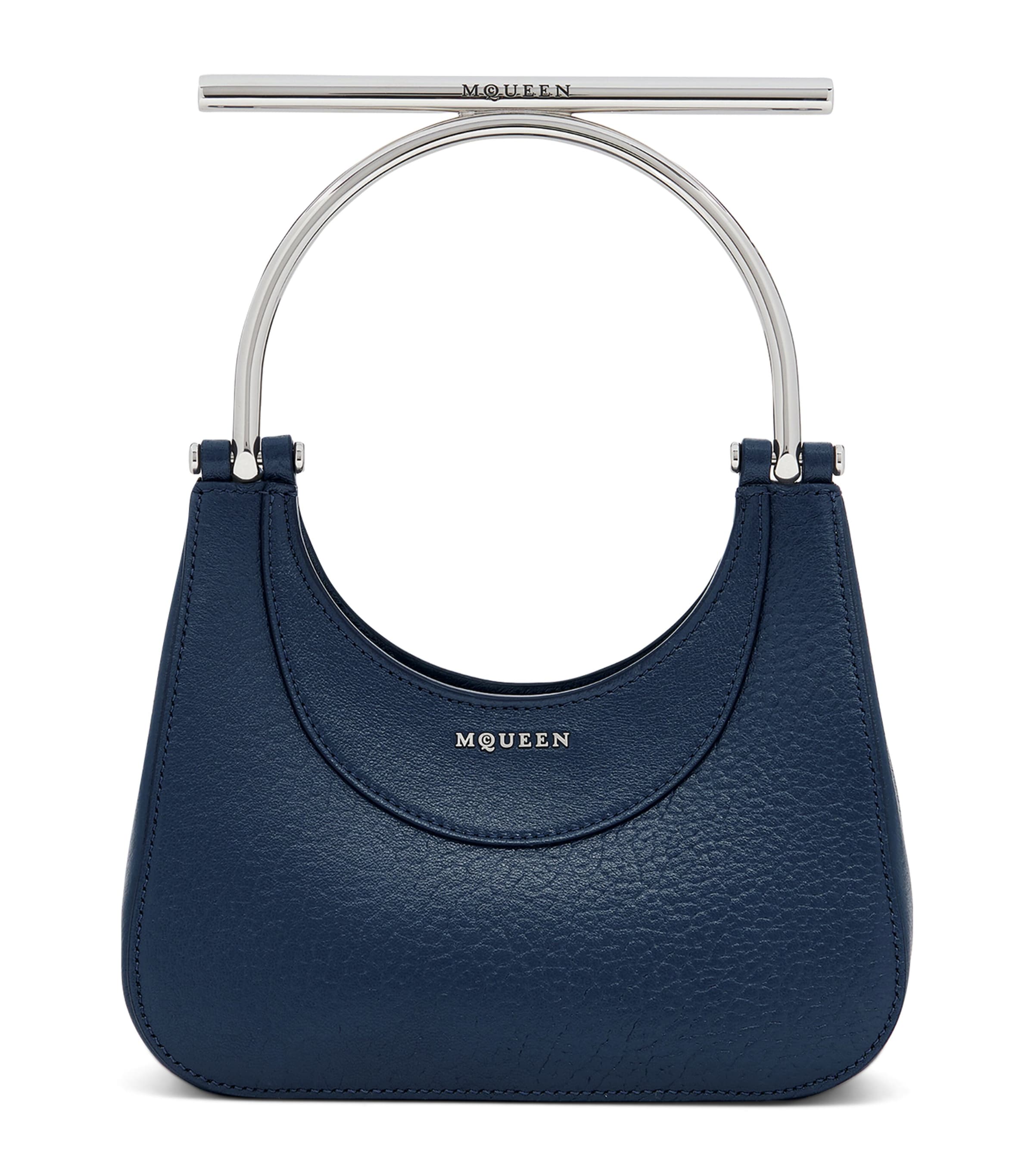 Alexander Mcqueen Mini Lambskin T-bar Top-handle Bag In Blue