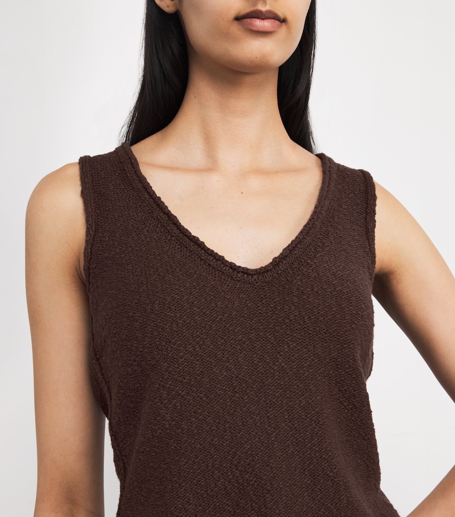 Cotton-Linen Bouclé Tank Top SUMMER CHOCOLATE Image 6