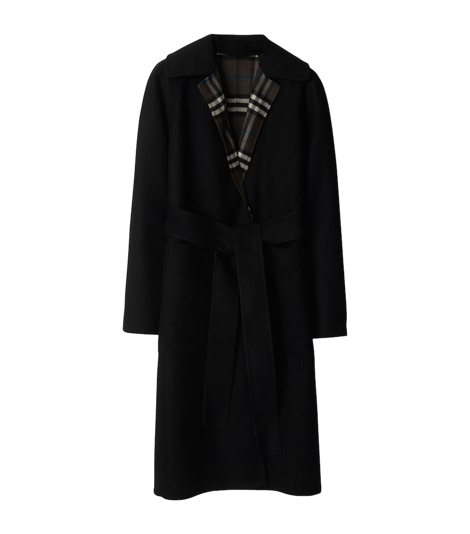 Wool Reversible Wrap Coat BLACK Image 1