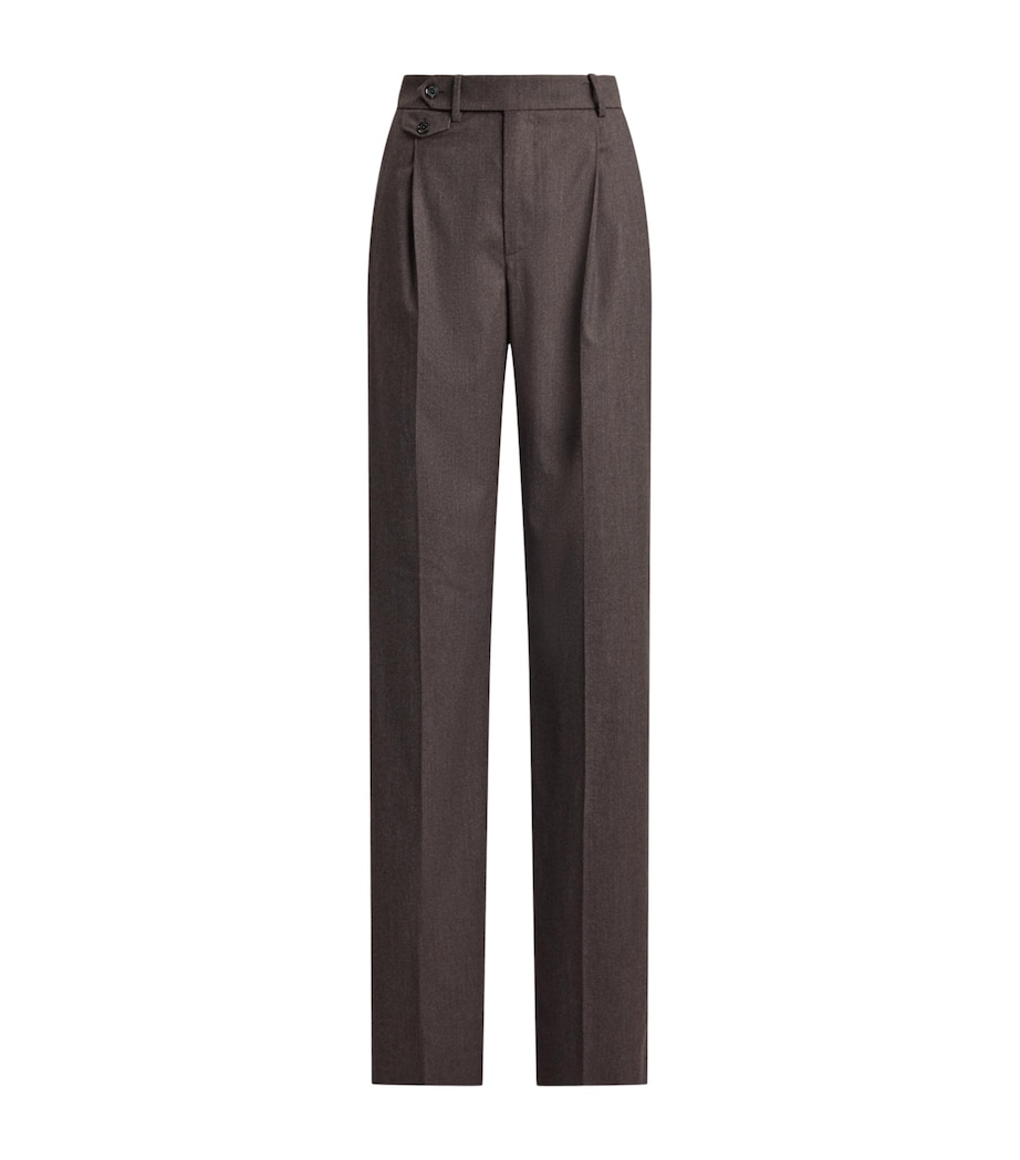 Ralph Lauren Collection Womens Wool-Blend Straight Trousers Taupe Grey Melange Image 1