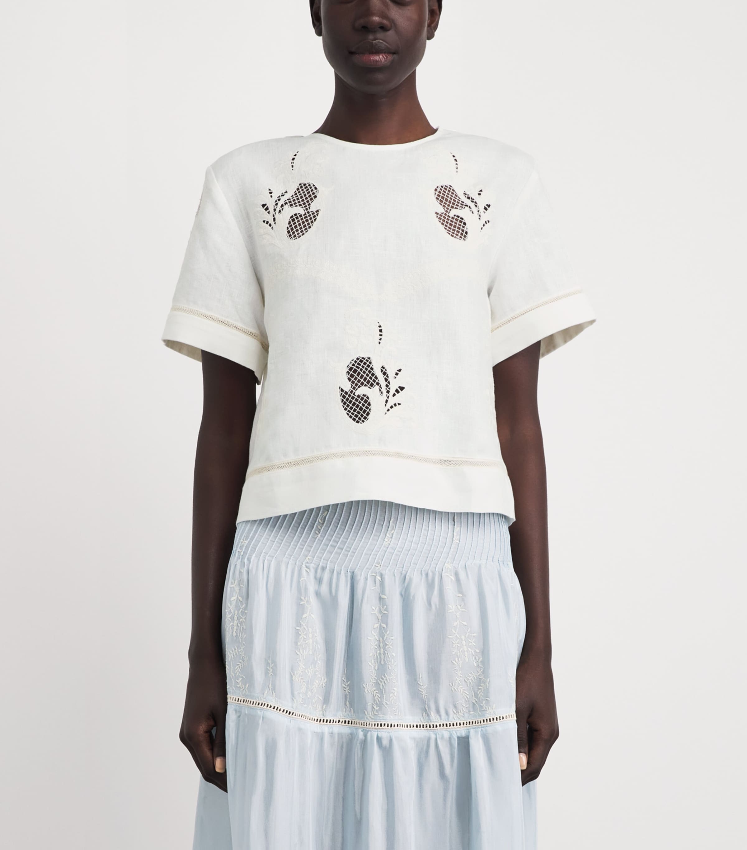 LUG VON SIGA Womens Linen Embroidered Dakota Top Offwhite Image 4