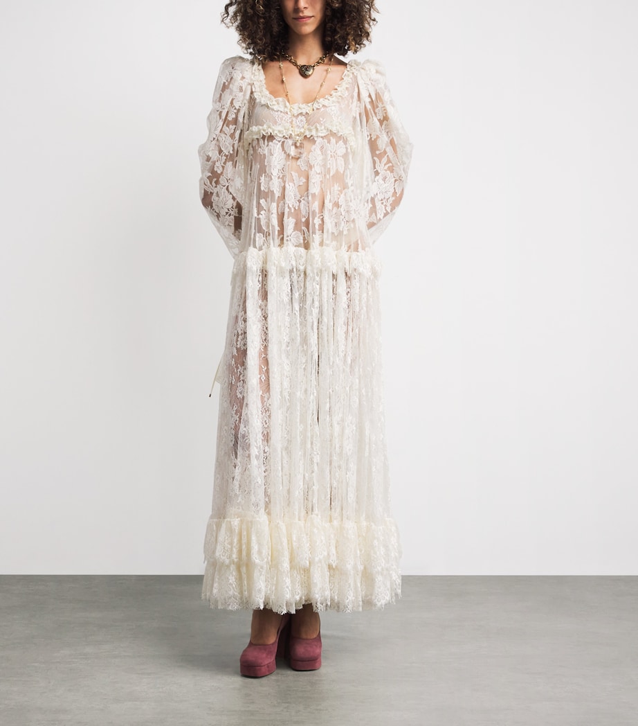 Lace Long-Sleeve Maxi Dress PRISTINE WHITE Image 2