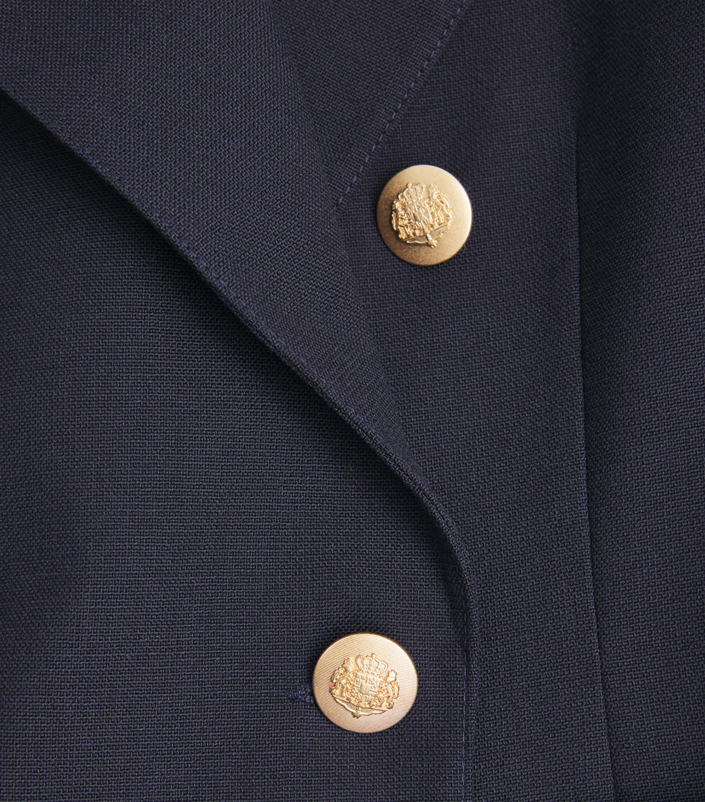 Virgin Wool-Cotton Double-Breasted Slim Blazer NAVY BLUE Image 5