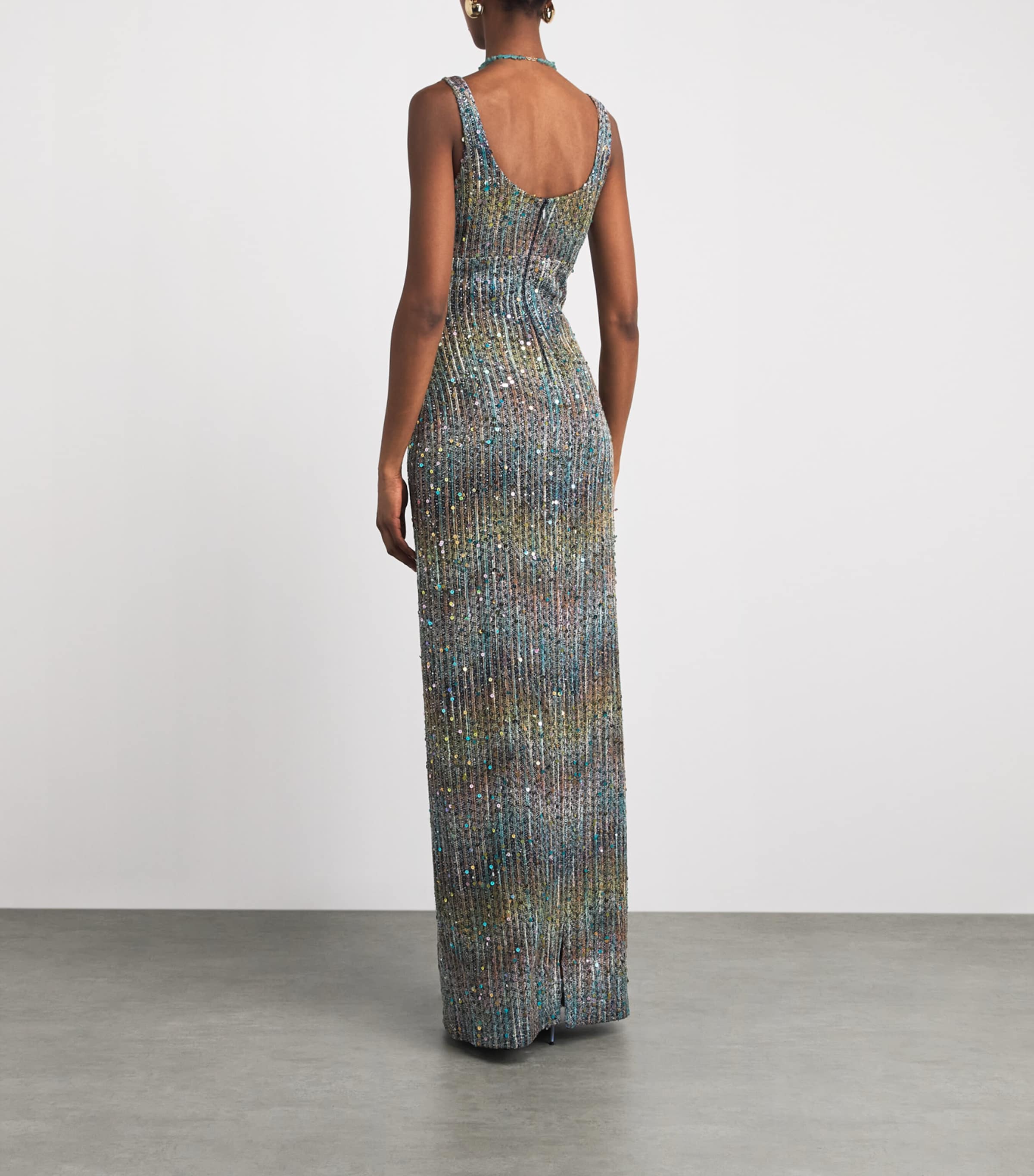 Missoni Womens Metallic Knit Maxi Dress Smsntmlt Brwn Bl Wht Image 4