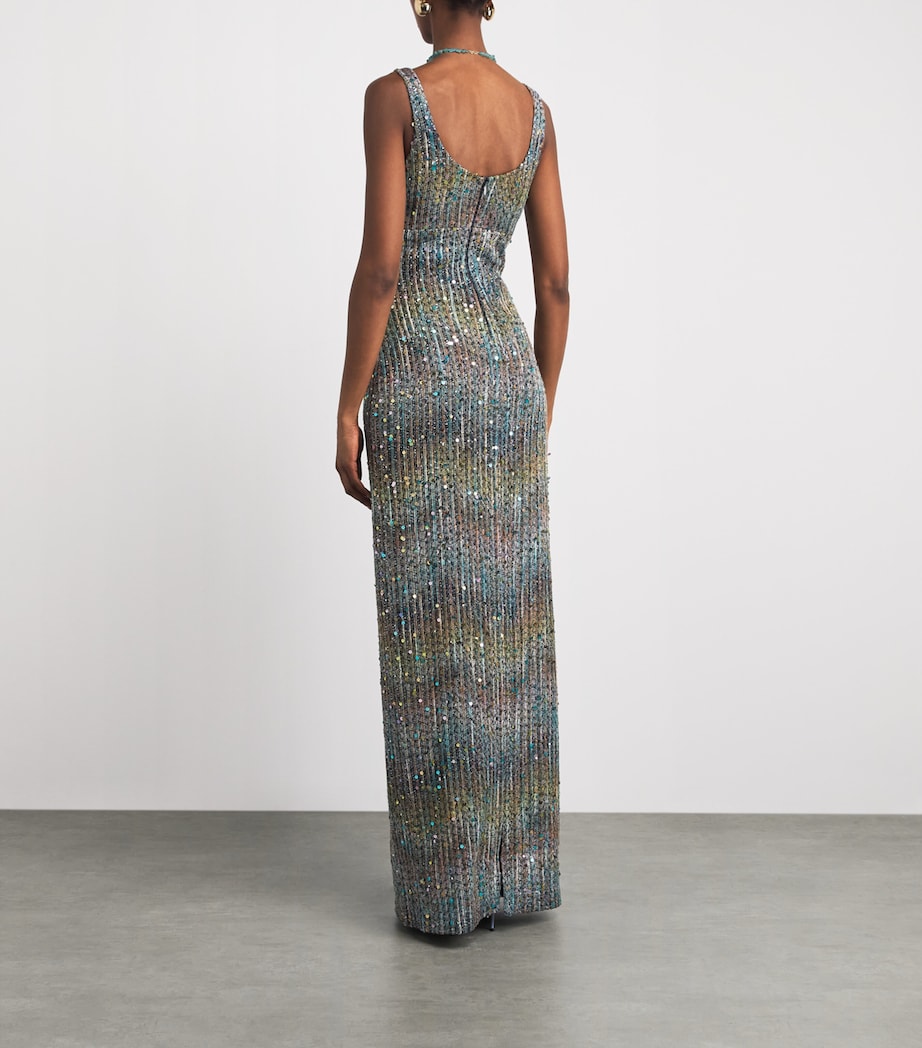 Missoni Womens Metallic Knit Maxi Dress Smsntmlt Brwn Bl Wht Image 4