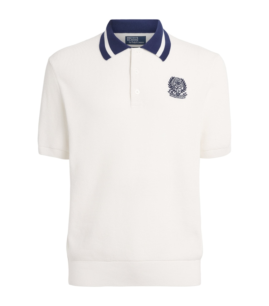 Polo Ralph Lauren Mens x Wimbledon Cotton Waffle-Knit Polo Shirt Classic Oxford White Image 1