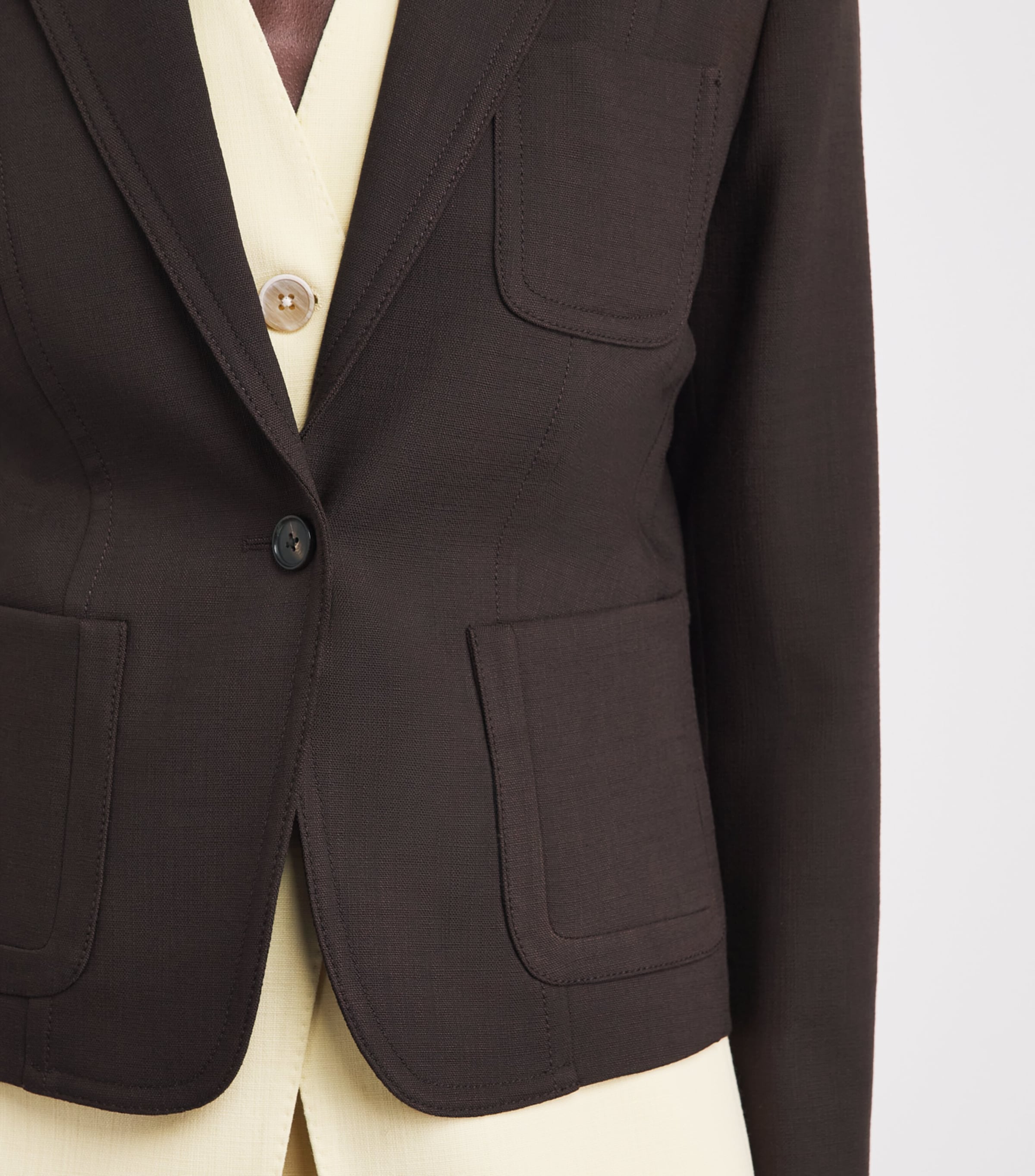 ME+EM Womens Fitted Cropped Blazer Cocoa Brown Image 3