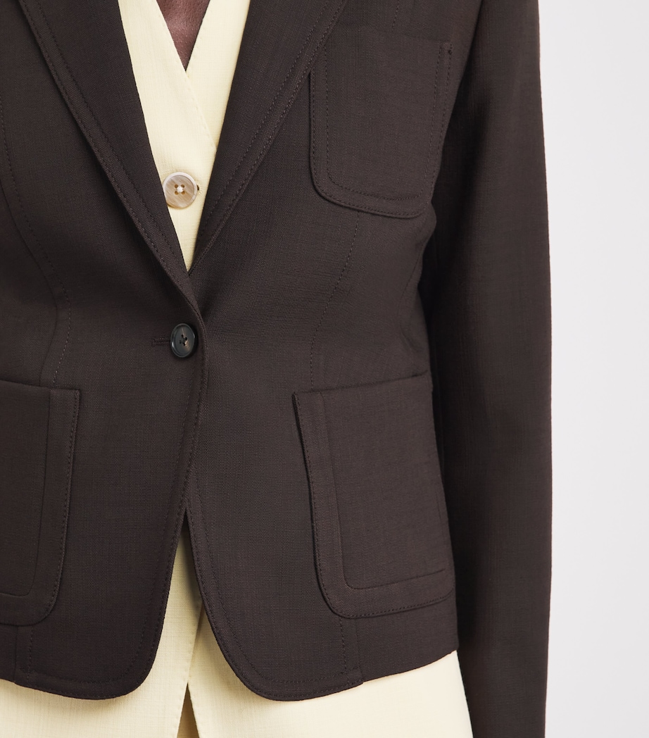 ME+EM Womens Fitted Cropped Blazer Cocoa Brown Image 3
