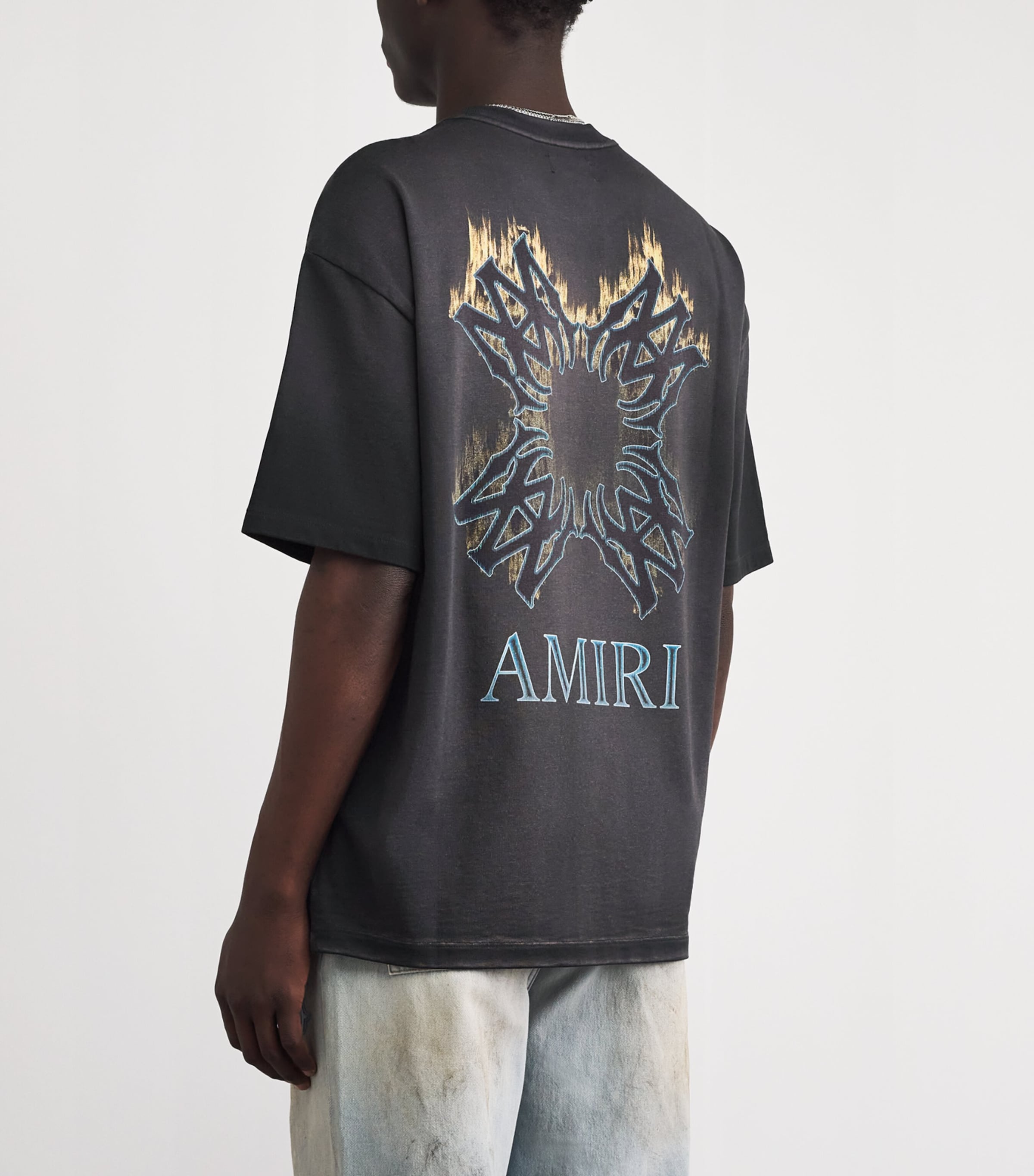 AMIRI Black Cotton MA Quad Flames Oversized T-Shirt | Harrods US