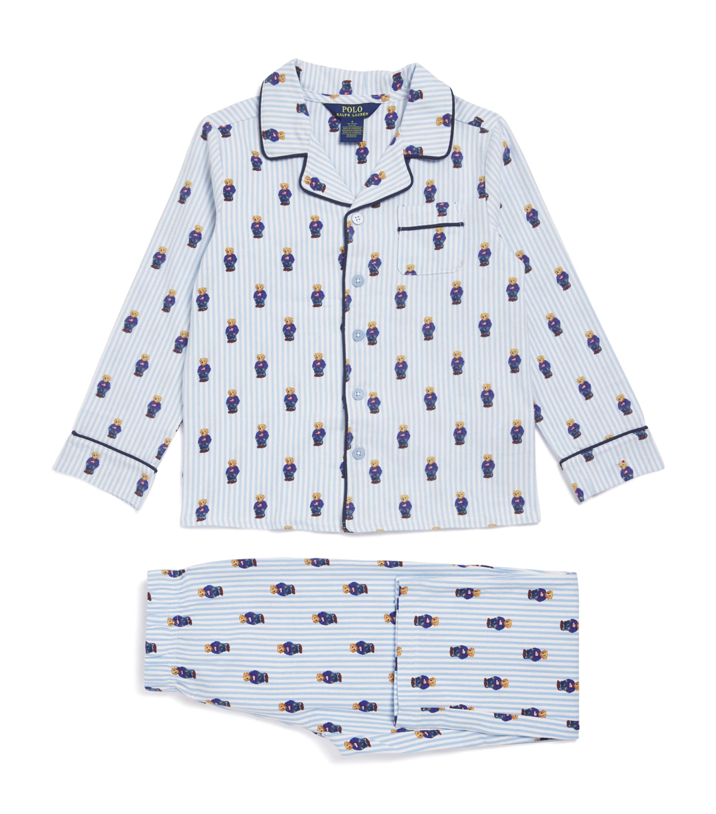 Ralph Lauren Kids Cotton Polo Bear Pyjama Set (4-7 Years) White/elite Blue Image 1