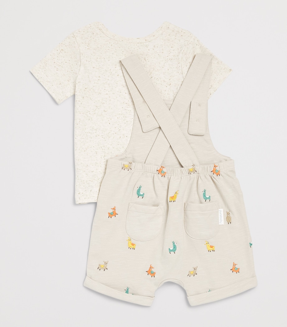 Purebaby Organic Cotton Llama Dungarees and T-Shirt Set (0-12 Months) Llabr Image 2