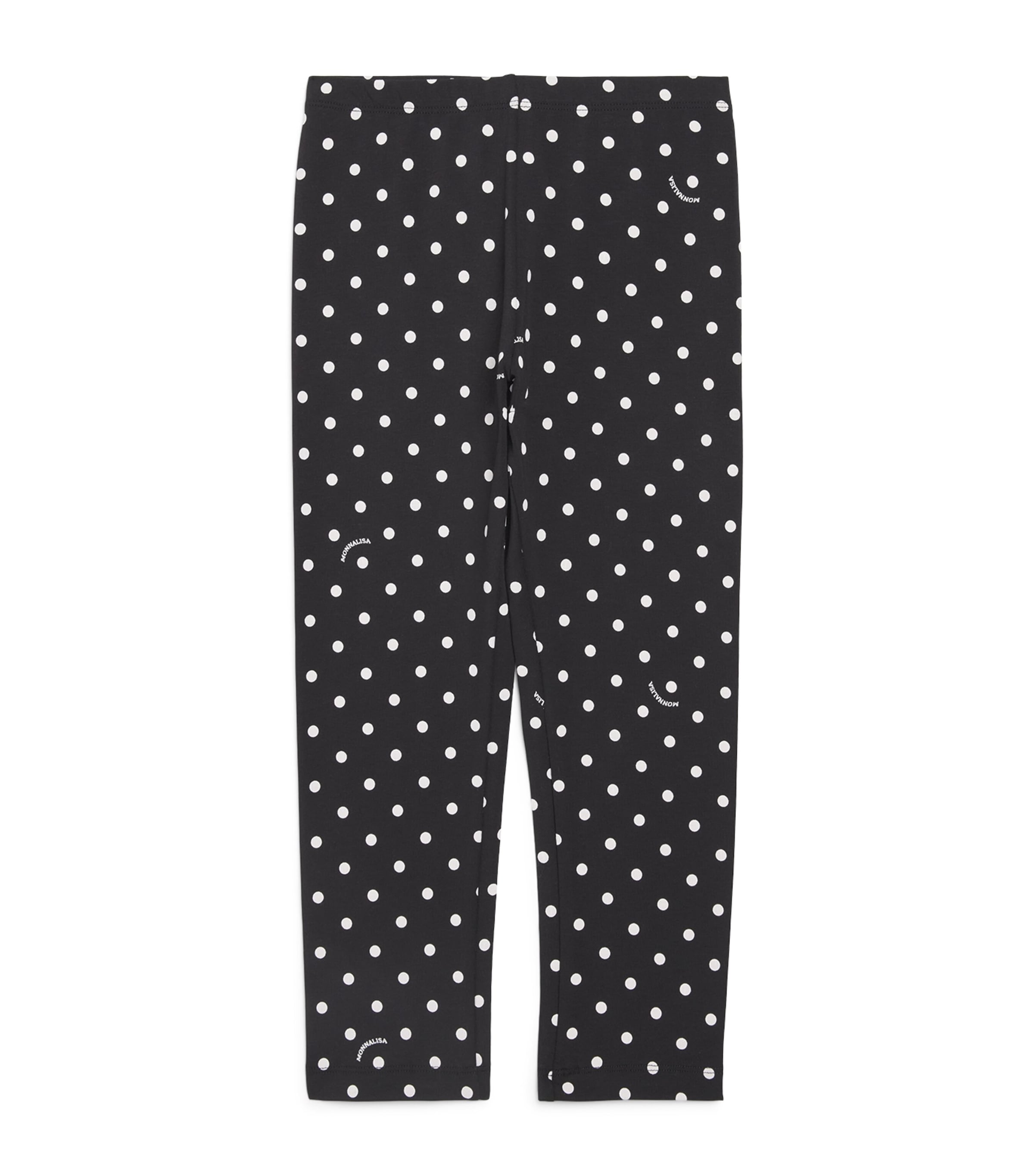Monnalisa Stretch-Cotton Polka-Dot Leggings (2-12 Years) Black+white Image 1