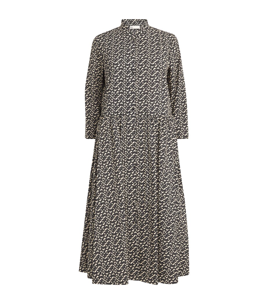 Cotton Printed Midi Dress 001 BLACK Image 1