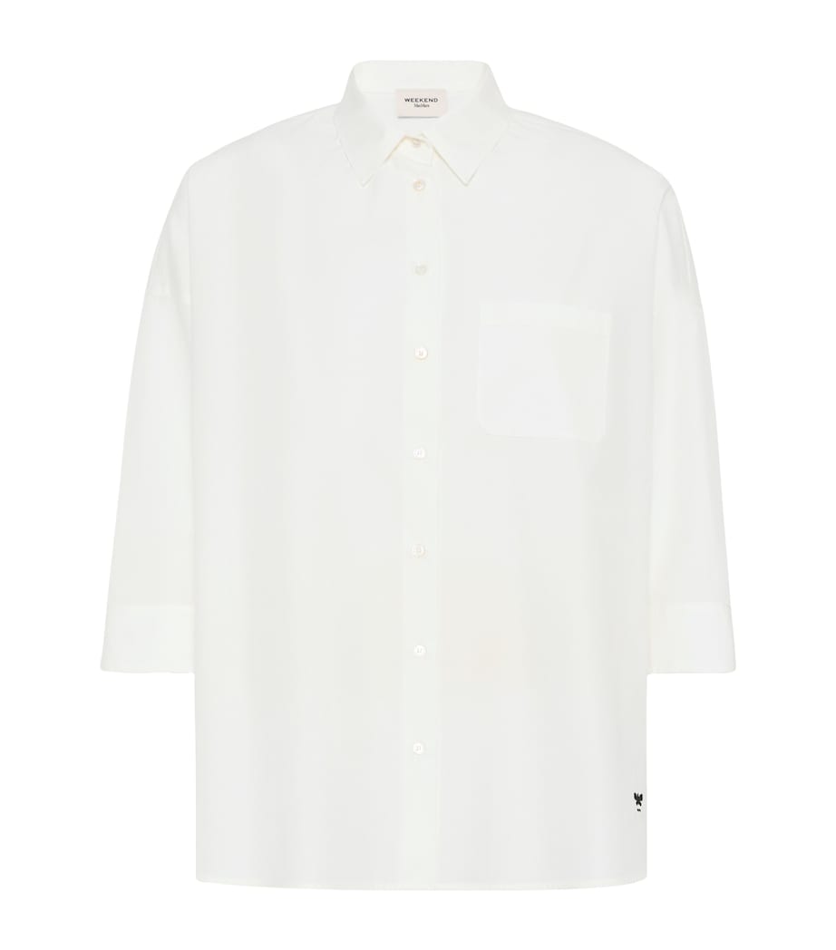 Weekend Max Mara Womens Cotton Cropped Sleeve Shirt White Image 1