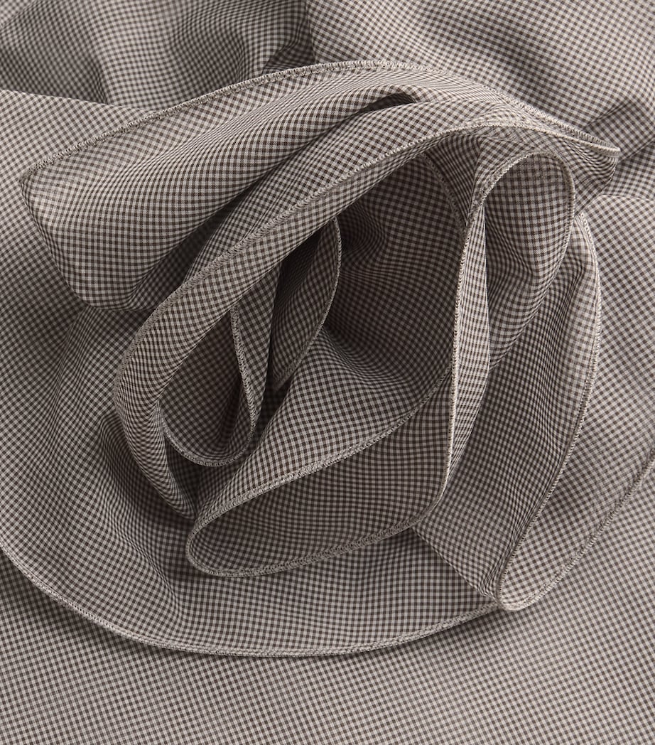 Silk Rose Brooch Blouse BROWN Image 5