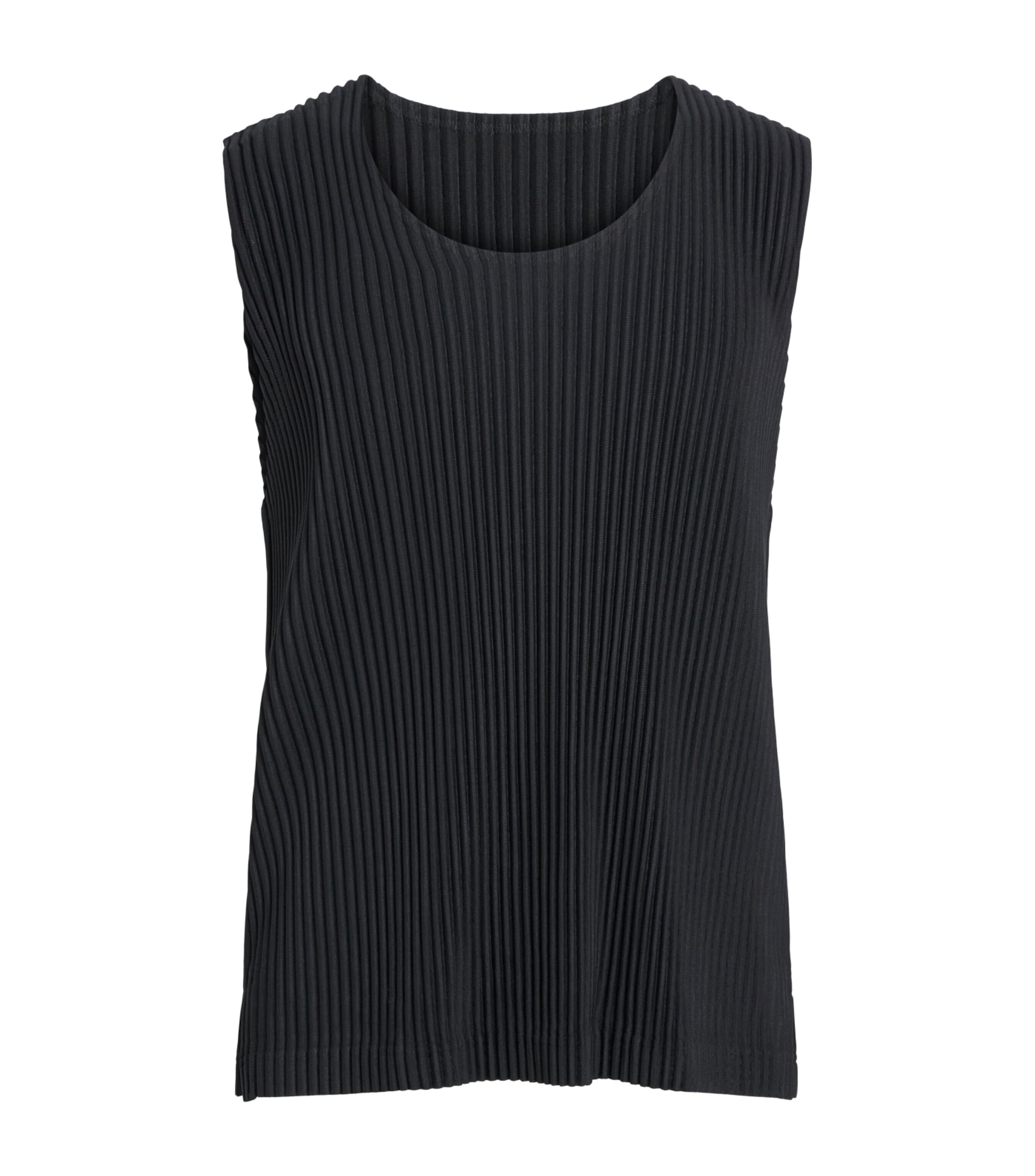 Homme Plissé Issey Miyake Mens Pleated Vest Black Image 1