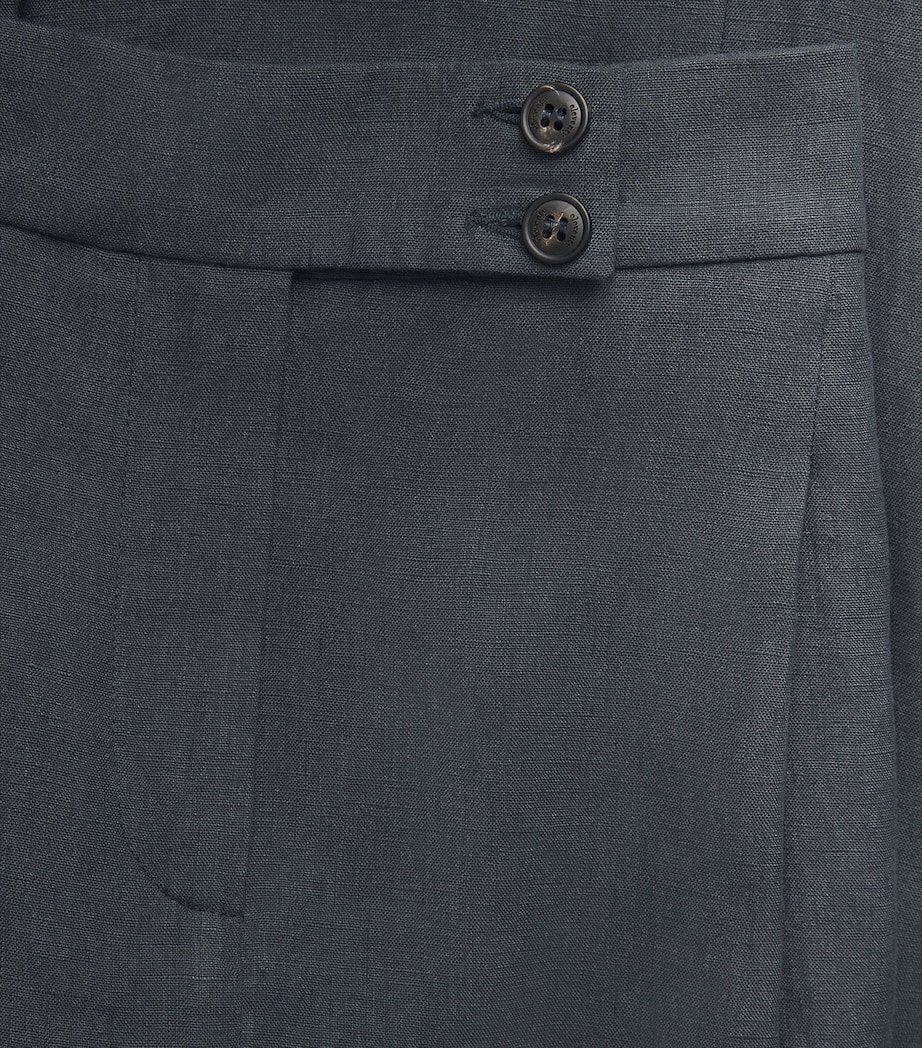Eleventy Womens Linen Tailored Trousers Blu Nuovo Image 6