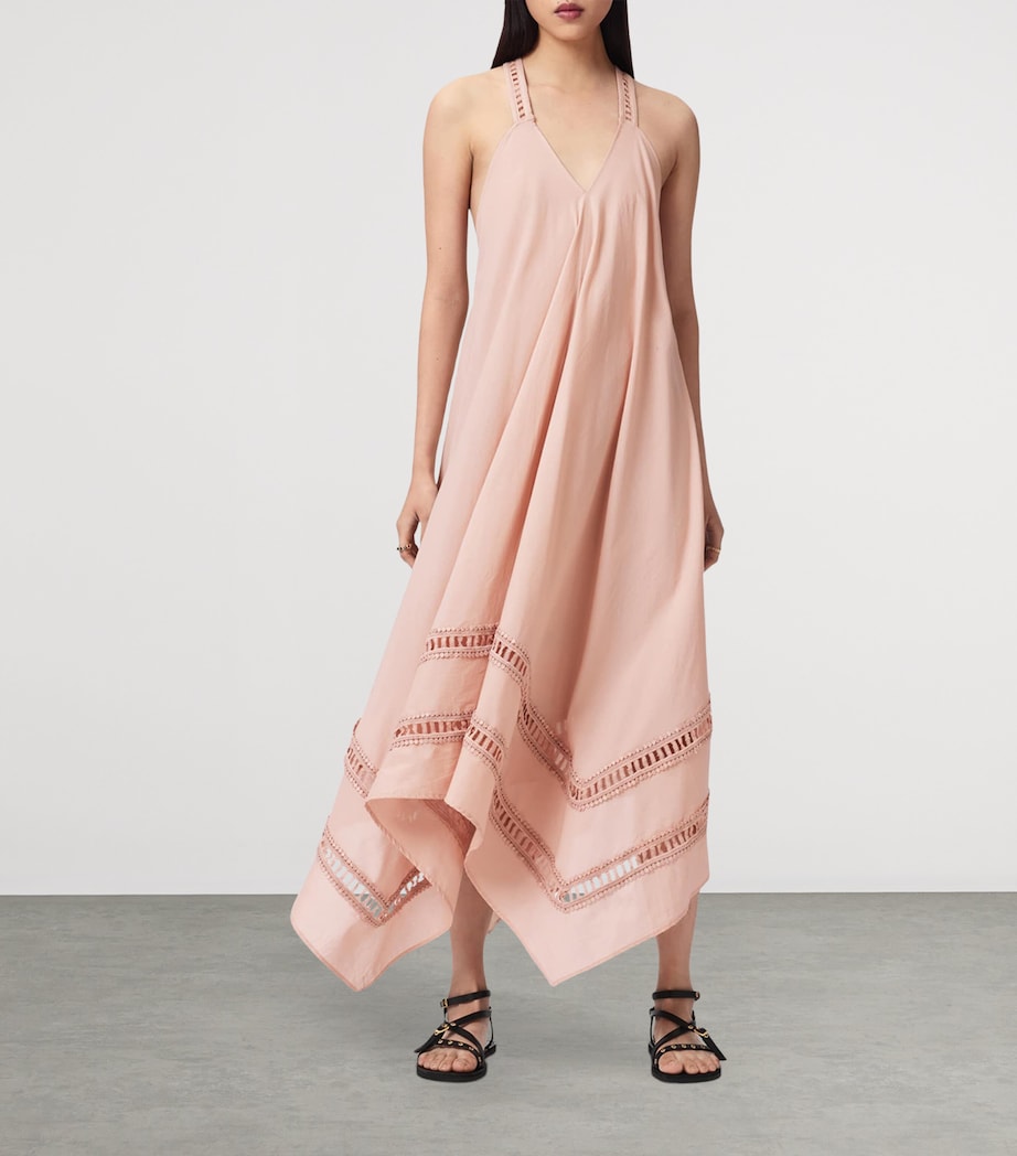 AllSaints Womens Organic Cotton Midi Dress Blush Pink Image 3