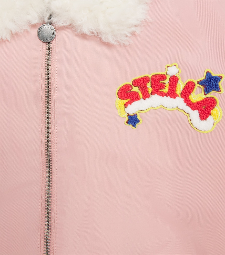 Stella McCartney Kids Twill Embroidered Bomber Jacket (3-14 Years) Pink Image 3