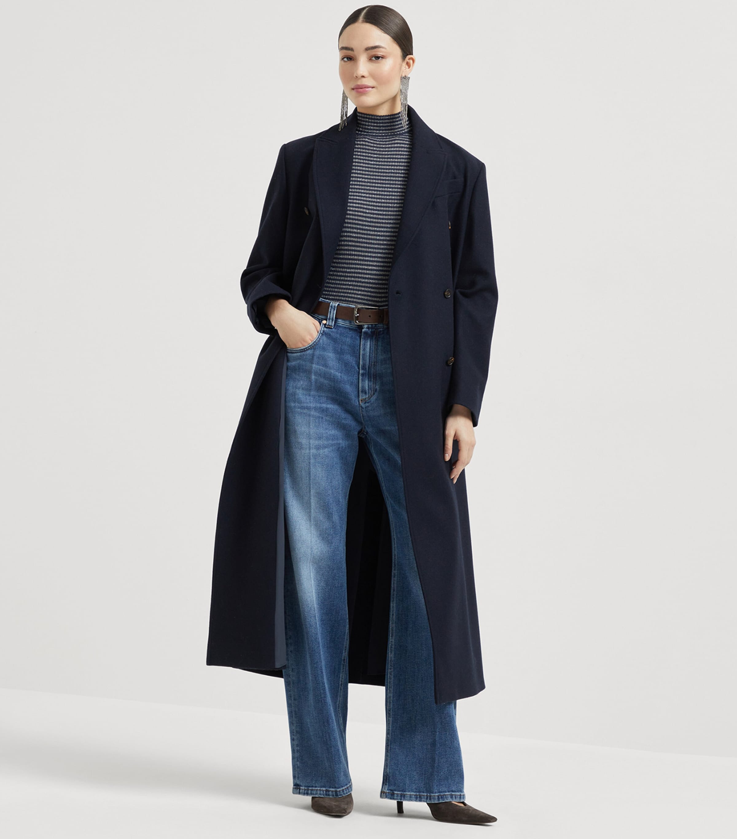 Virgin Wool-Cashmere Sparkling Stripe Sweater CGS61 Image 4