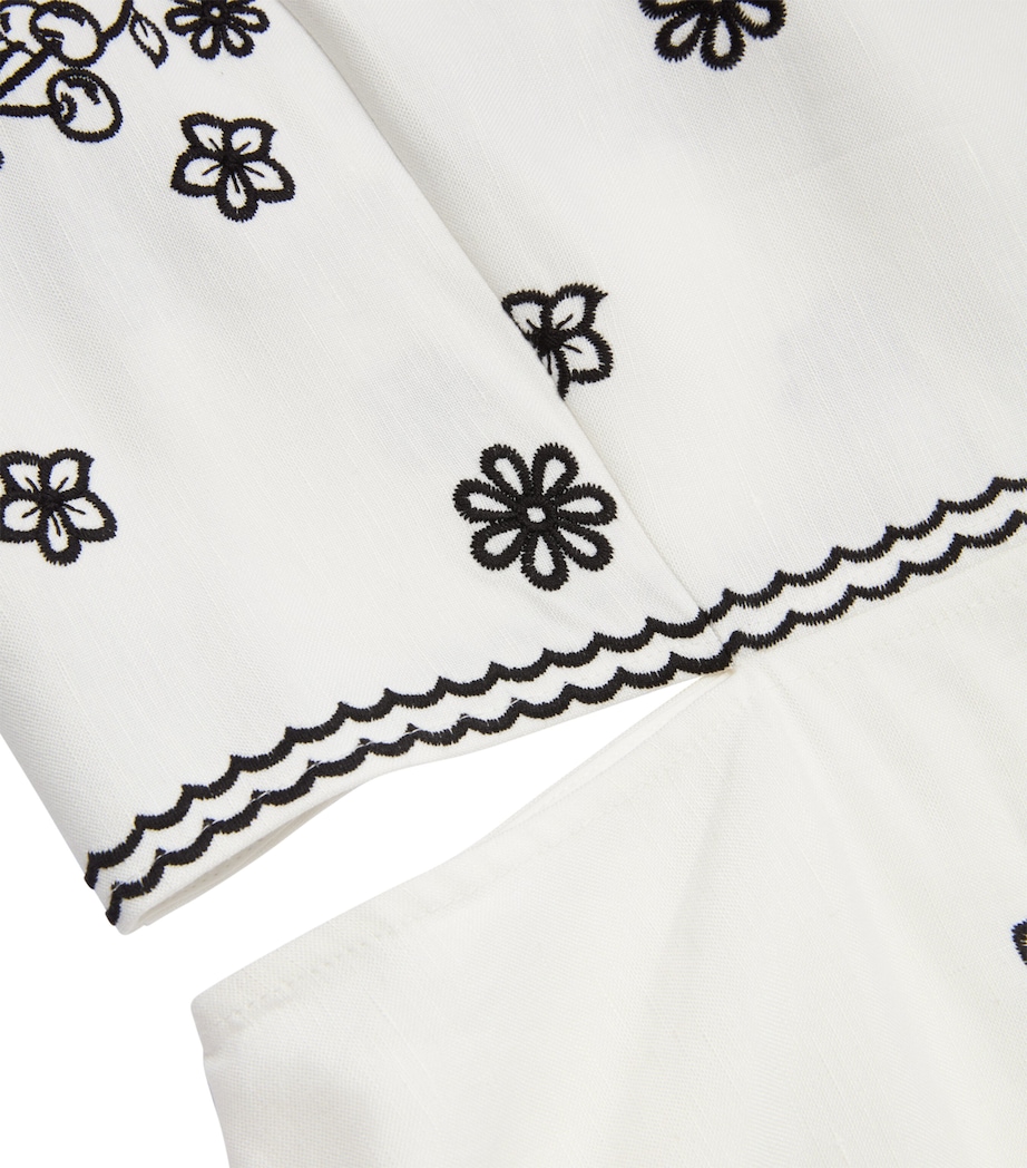 Linen-Blend Embroidered Cut-Out Maxi Dress ECRU / BLACK Image 2