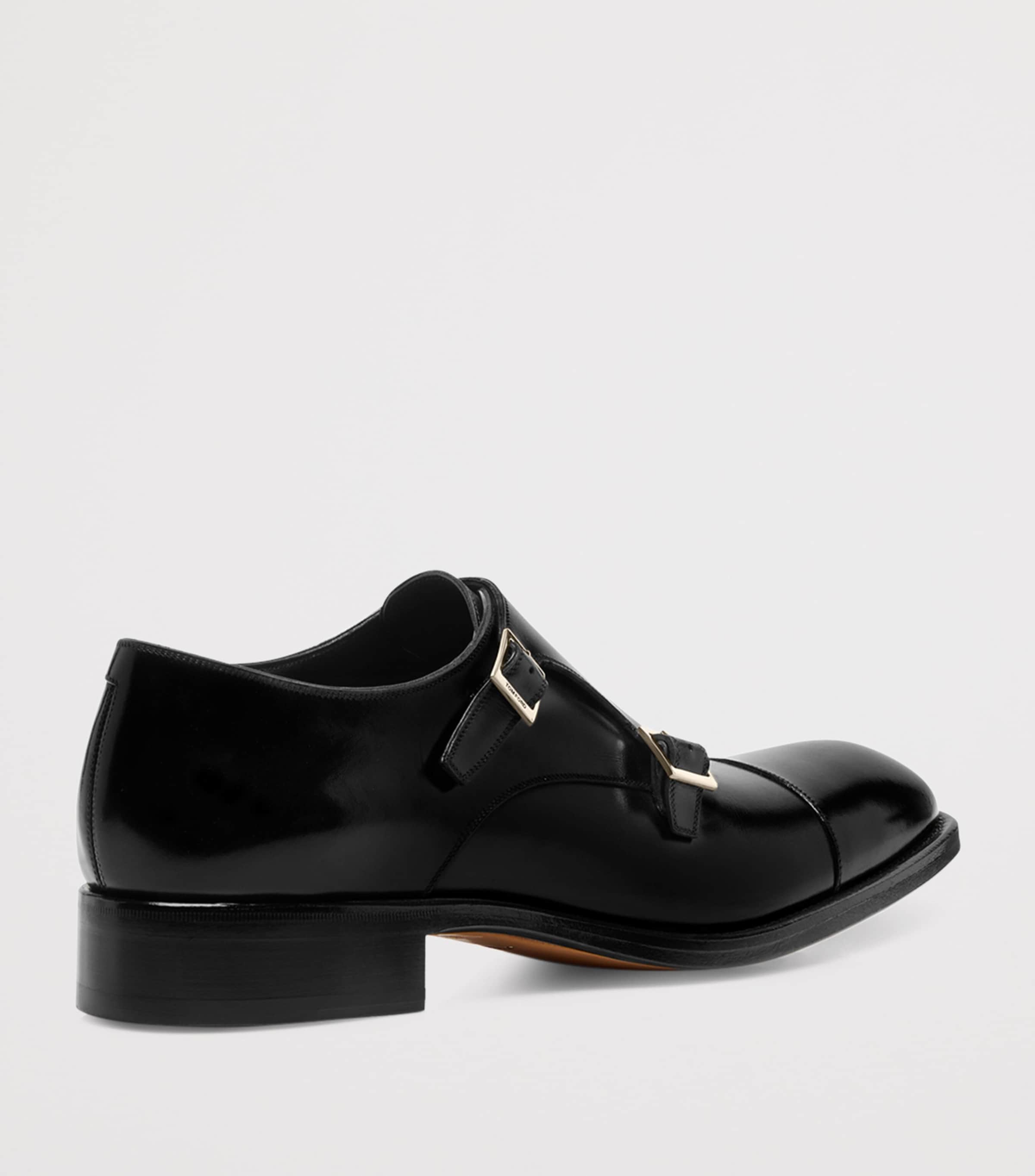 Burnished Leather Double Monk Shoes NAA Image 3
