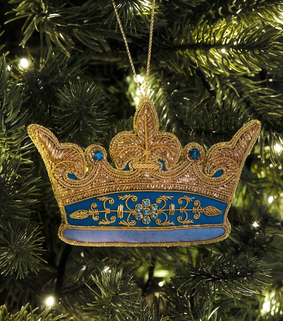 Tinker Tailor Beaded Coronet Crown Tree Decoration Royal Blue & Gold Image 3