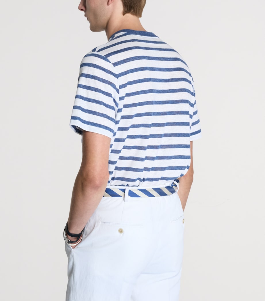 Dunhill Mens Linen-Cotton Stripe T-Shirt Image 3