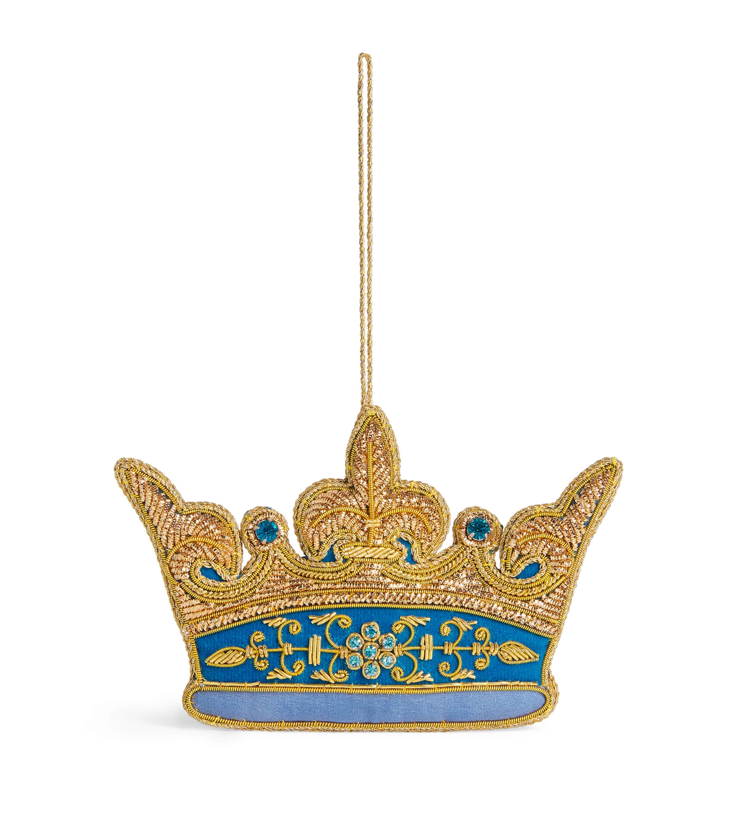 Tinker Tailor Beaded Coronet Crown Tree Decoration Royal Blue & Gold Image 1