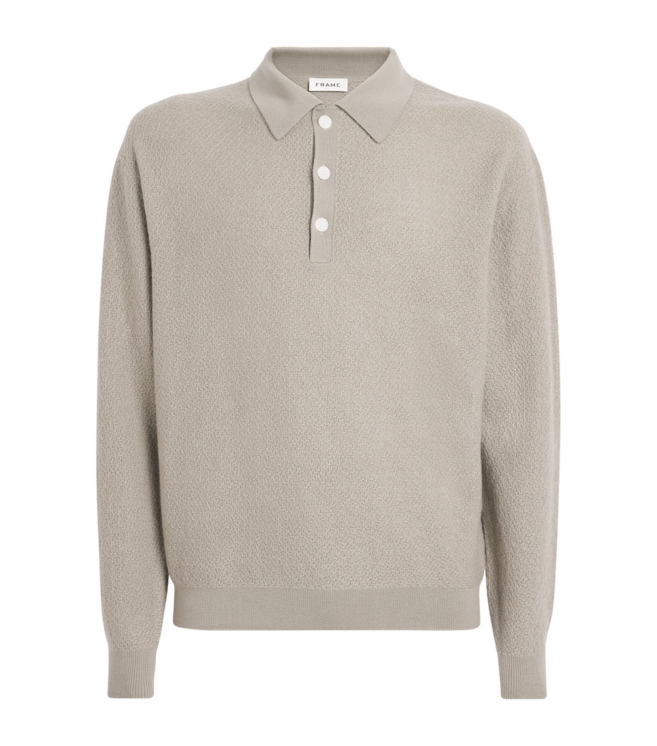 Wool Textured Polo Sweater WARM GREY Image 1