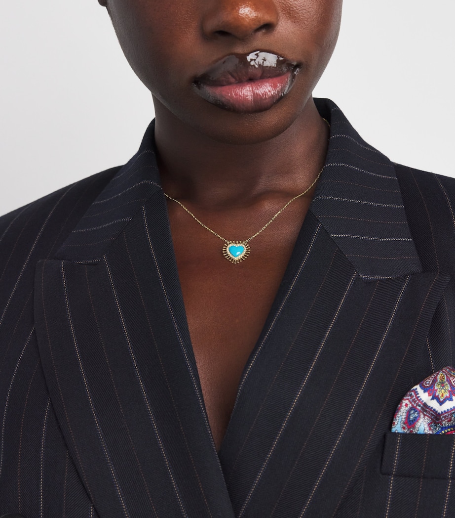 Yellow Gold, Diamond and Turquoise Rich Kitsch All Hearts on Me Pendant Necklace YELLOW GOLD Image 2