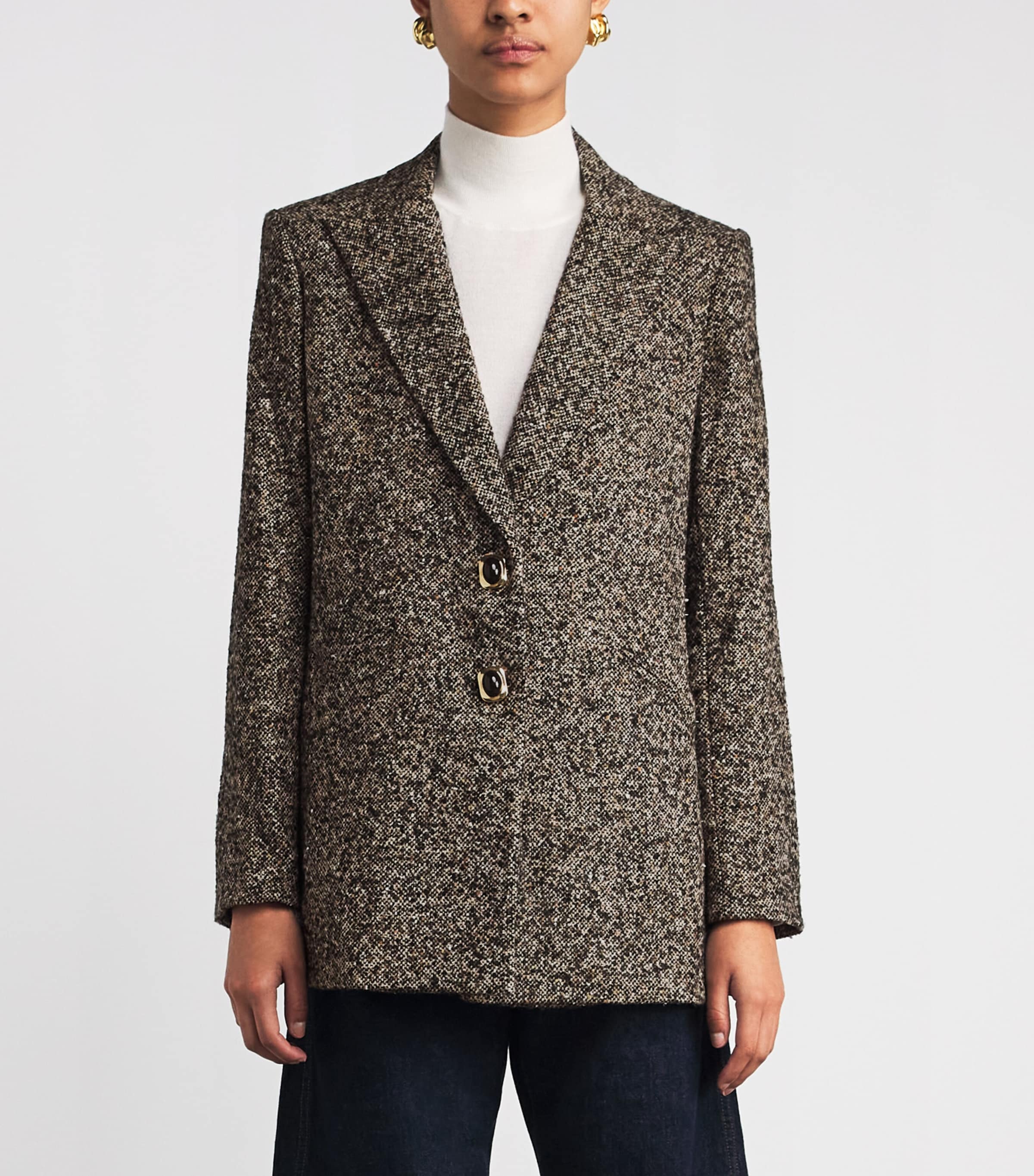 Veronica Beard Womens Tweed Maci Dickey Blazer Black Melange Image 4
