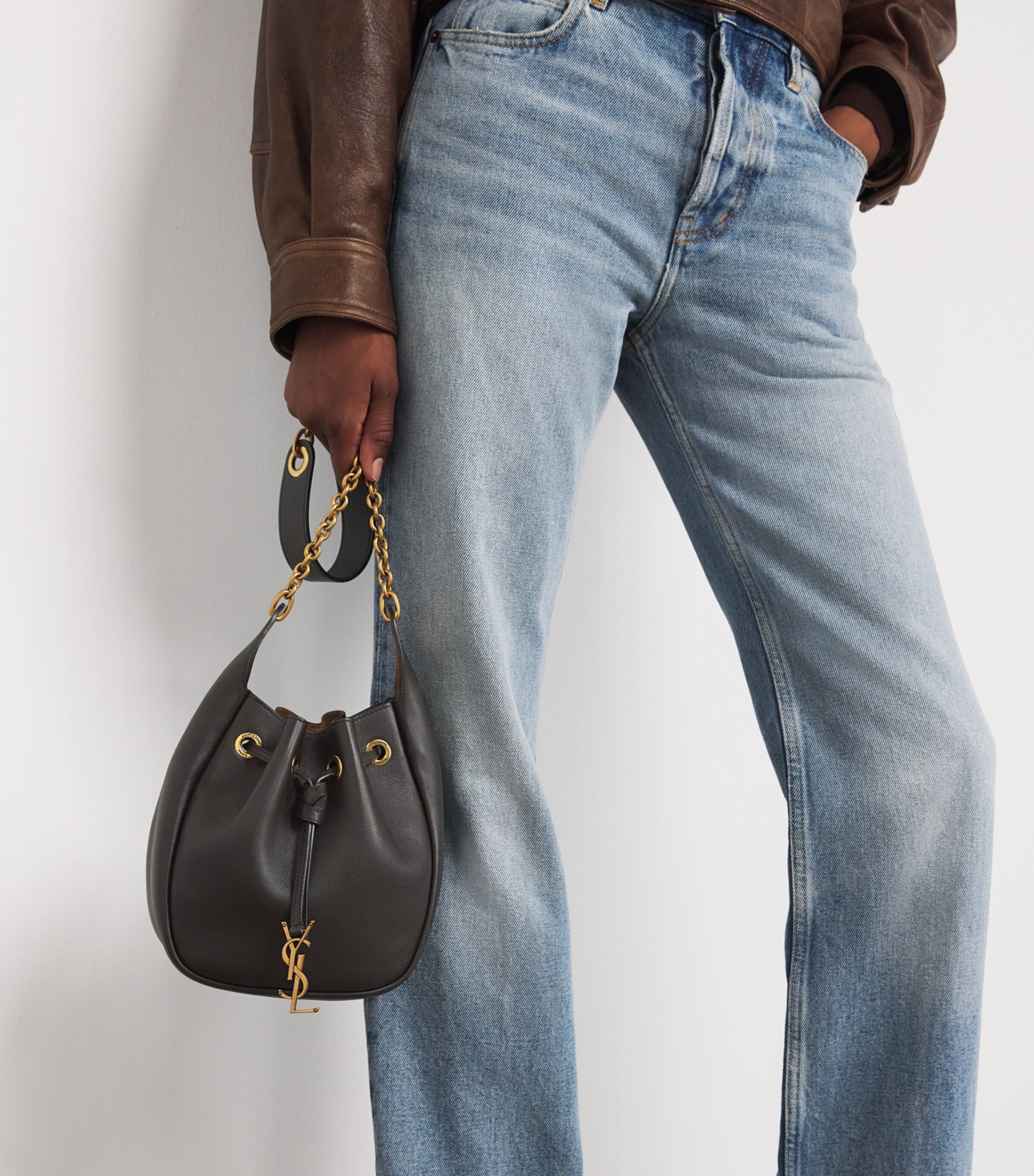 Saint Laurent Leather Cassandre Bucket Bag Image 2