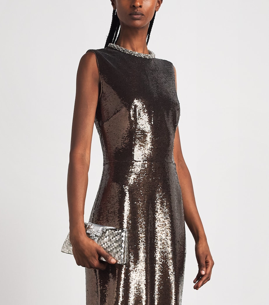 Roland Mouret Womens Sequin Embellished-Neck Gown Dark Olive Image 5