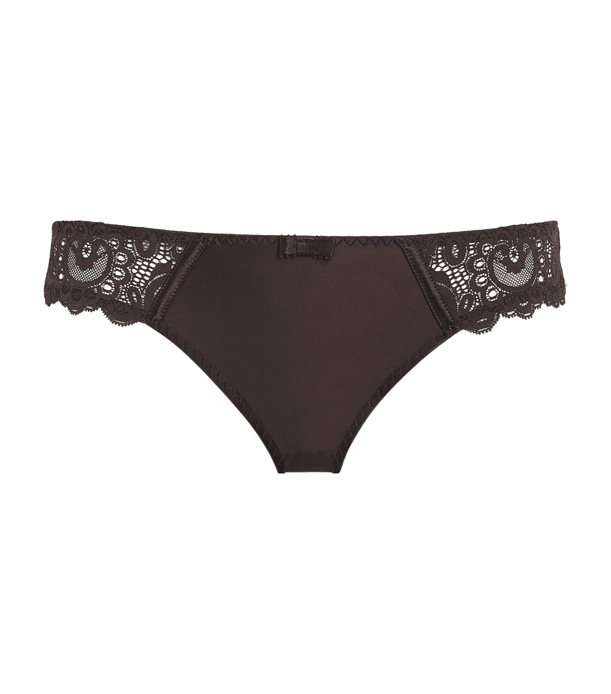 Maison Lejaby Cotton Lace-detail Gaby Briefs In Brown