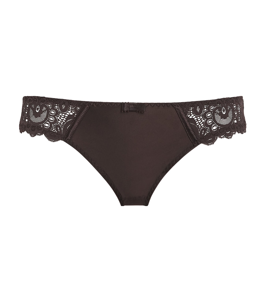 Maison Lejaby Womens Cotton Lace-Detail Gaby Briefs Cola Image 1