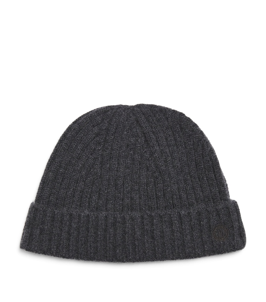 Cashmere Ribbed Beanie BLACK Image 1