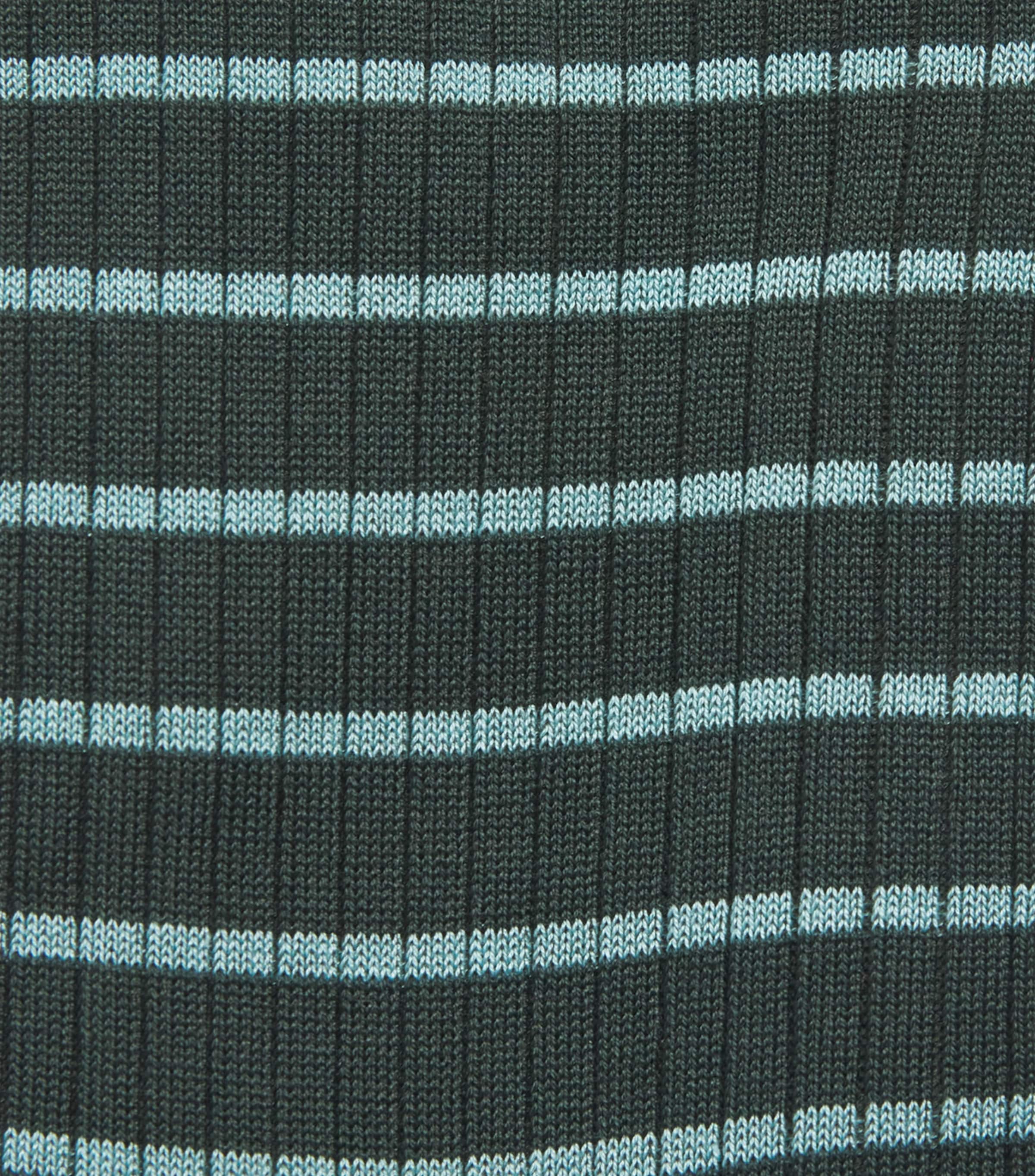 Cotton-Blend Stripe Ribbed Socks GREEN Image 2