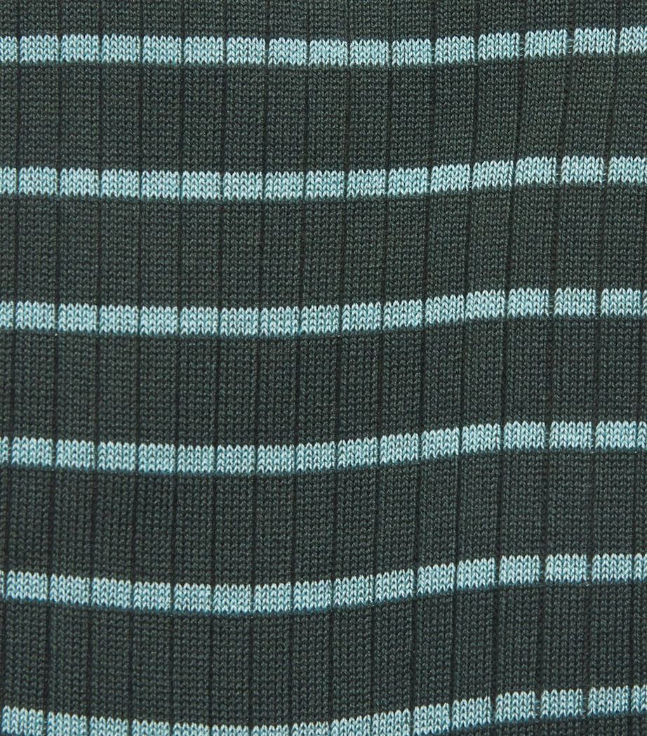 Cotton-Blend Stripe Ribbed Socks GREEN Image 2