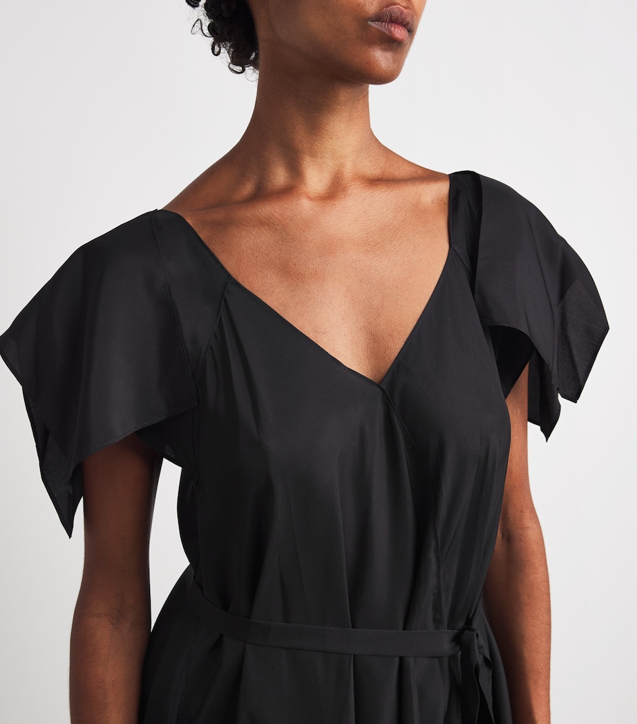 Silk Plumet Maxi Dress BLACK Image 6